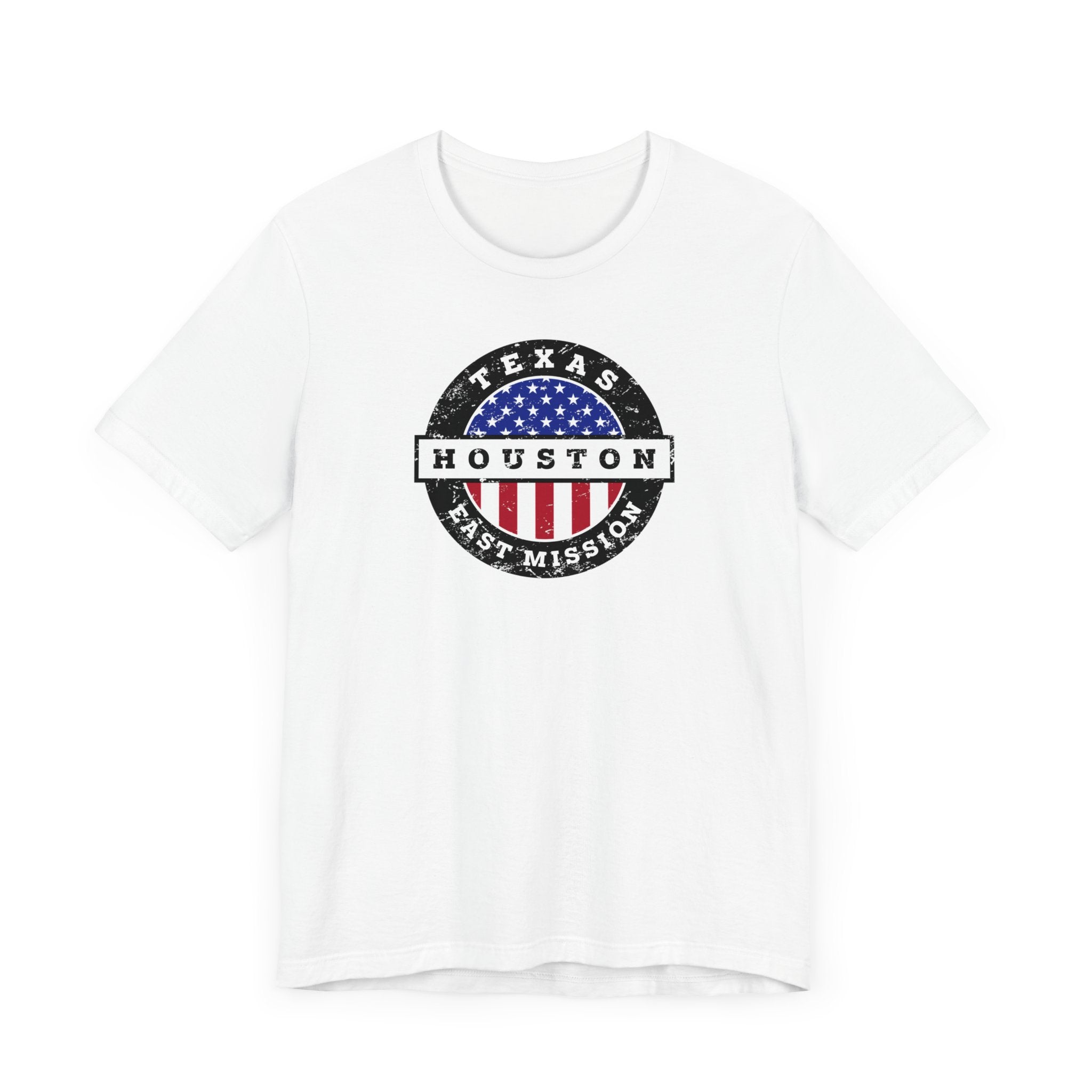 Texas Houston East Mission Vintage Circular USA Flag T-Shirt - Mission Wishlist - LDS Missionary Gift Store