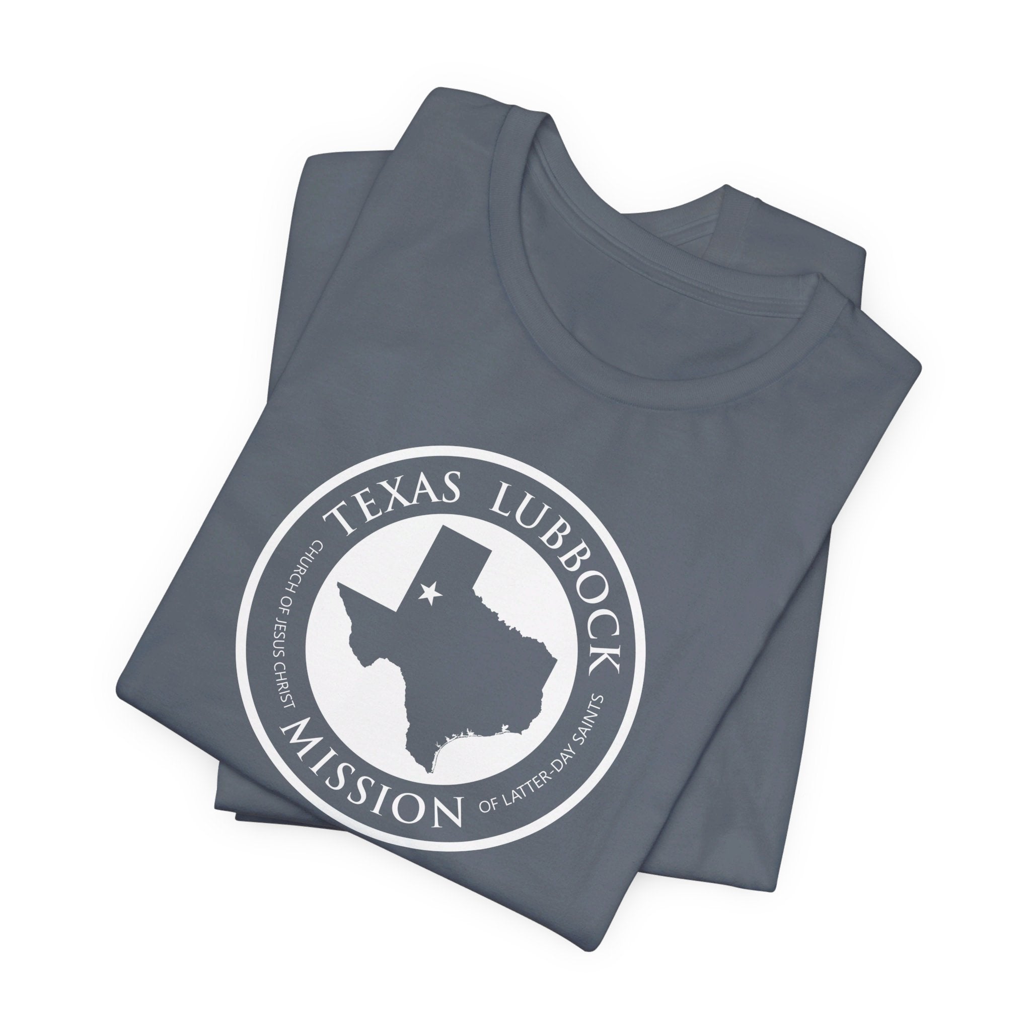Texas Lubbock Mission Circular Monochrome Logo T-Shirt - Mission Wishlist - LDS Missionary Gift Store