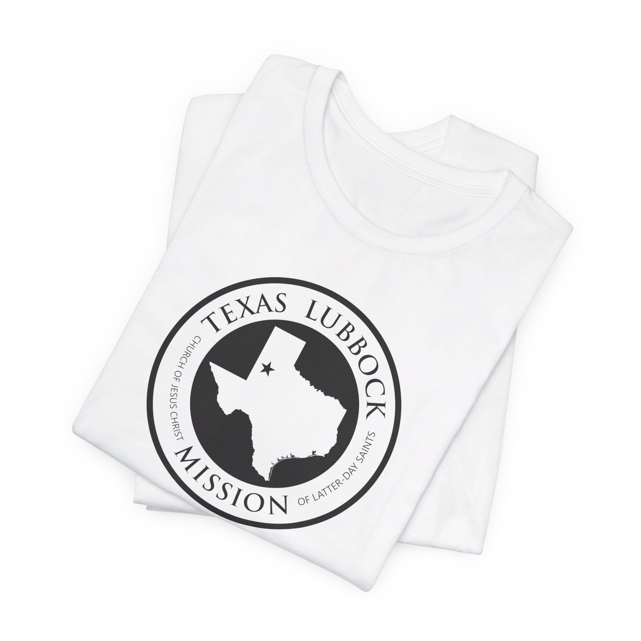 Texas Lubbock Mission Circular Monochrome Logo T-Shirt - Mission Wishlist - LDS Missionary Gift Store