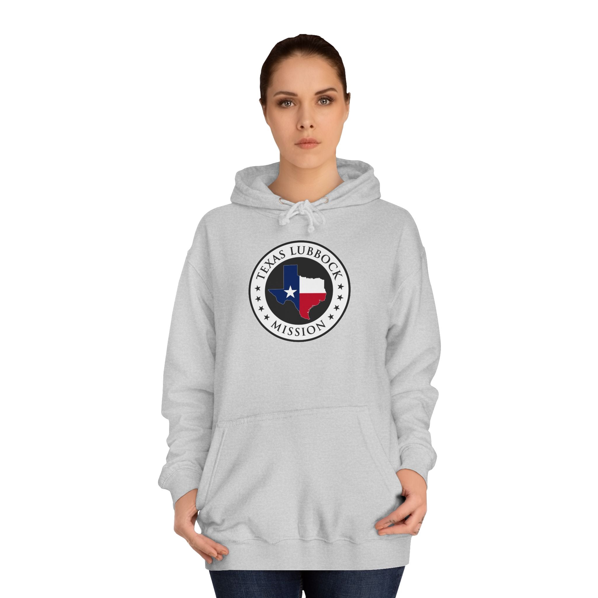 Texas Lubbock Mission State Flag Logo (White Border) College Hoodie - Mission Wishlist - LDS Missionary Gift Store
