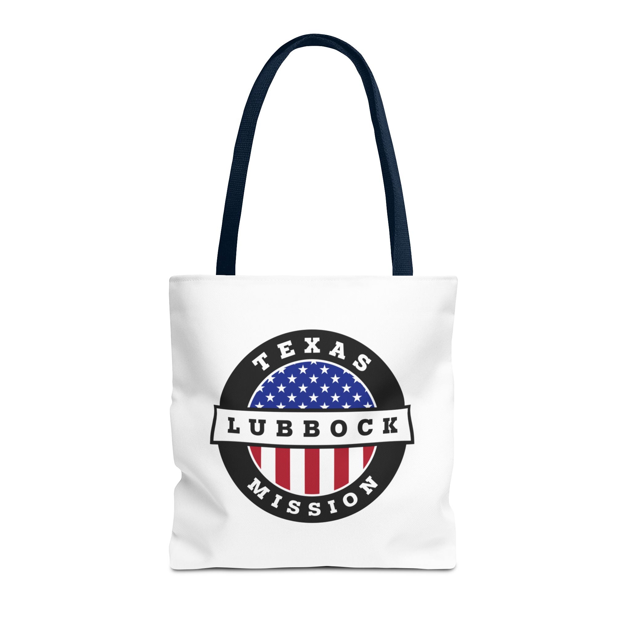 Texas Lubbock Mission USA Flag Logo Tote Bag White - Mission Wishlist - LDS Missionary Gift Store