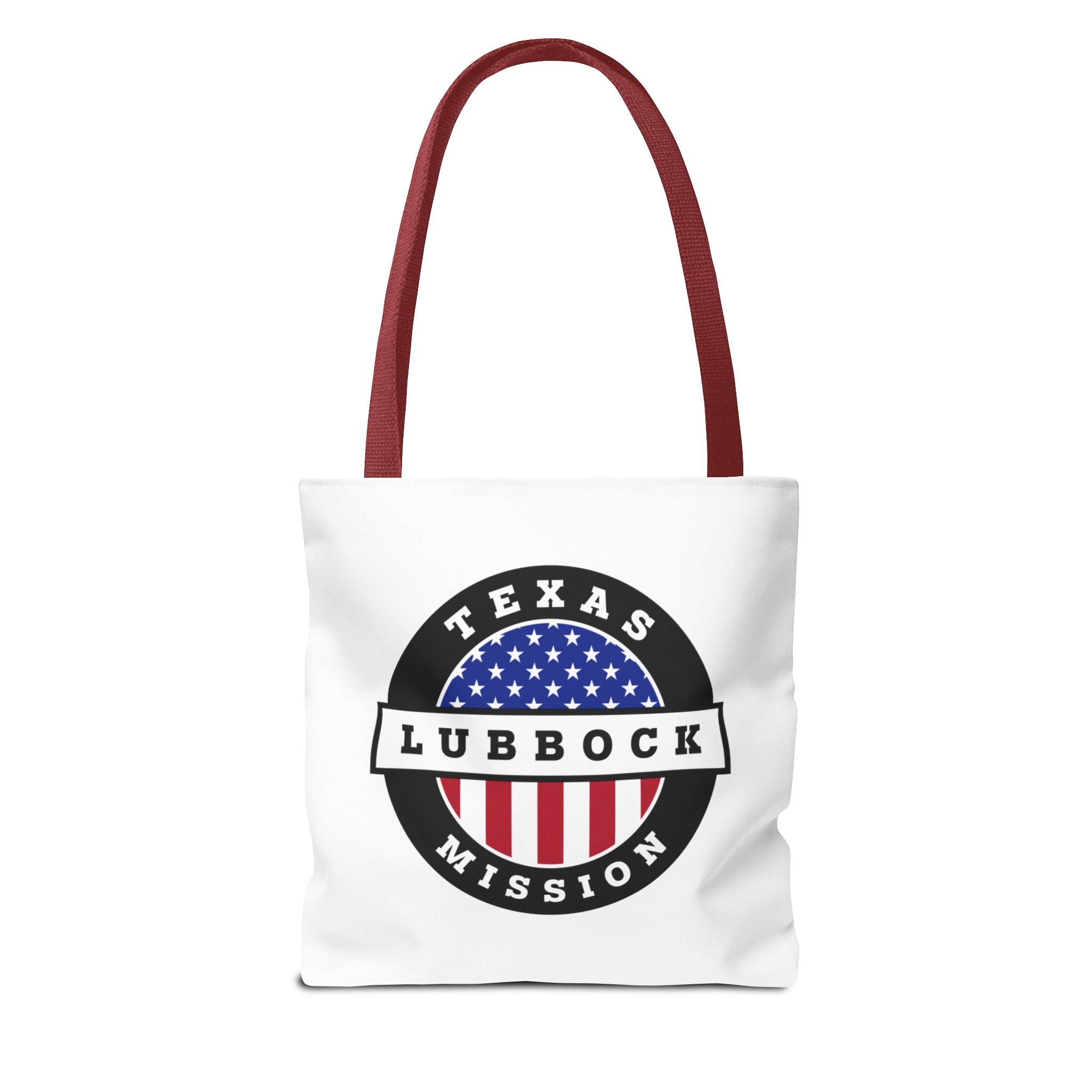 Texas Lubbock Mission USA Flag Logo Tote Bag White - Mission Wishlist - LDS Missionary Gift Store