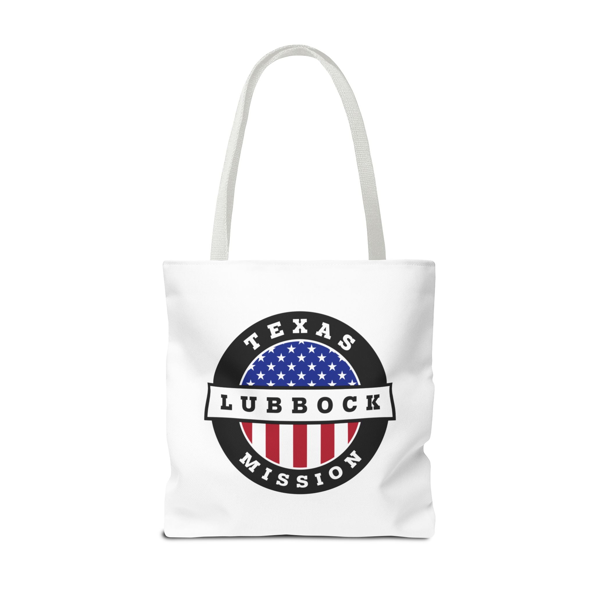 Texas Lubbock Mission USA Flag Logo Tote Bag White - Mission Wishlist - LDS Missionary Gift Store