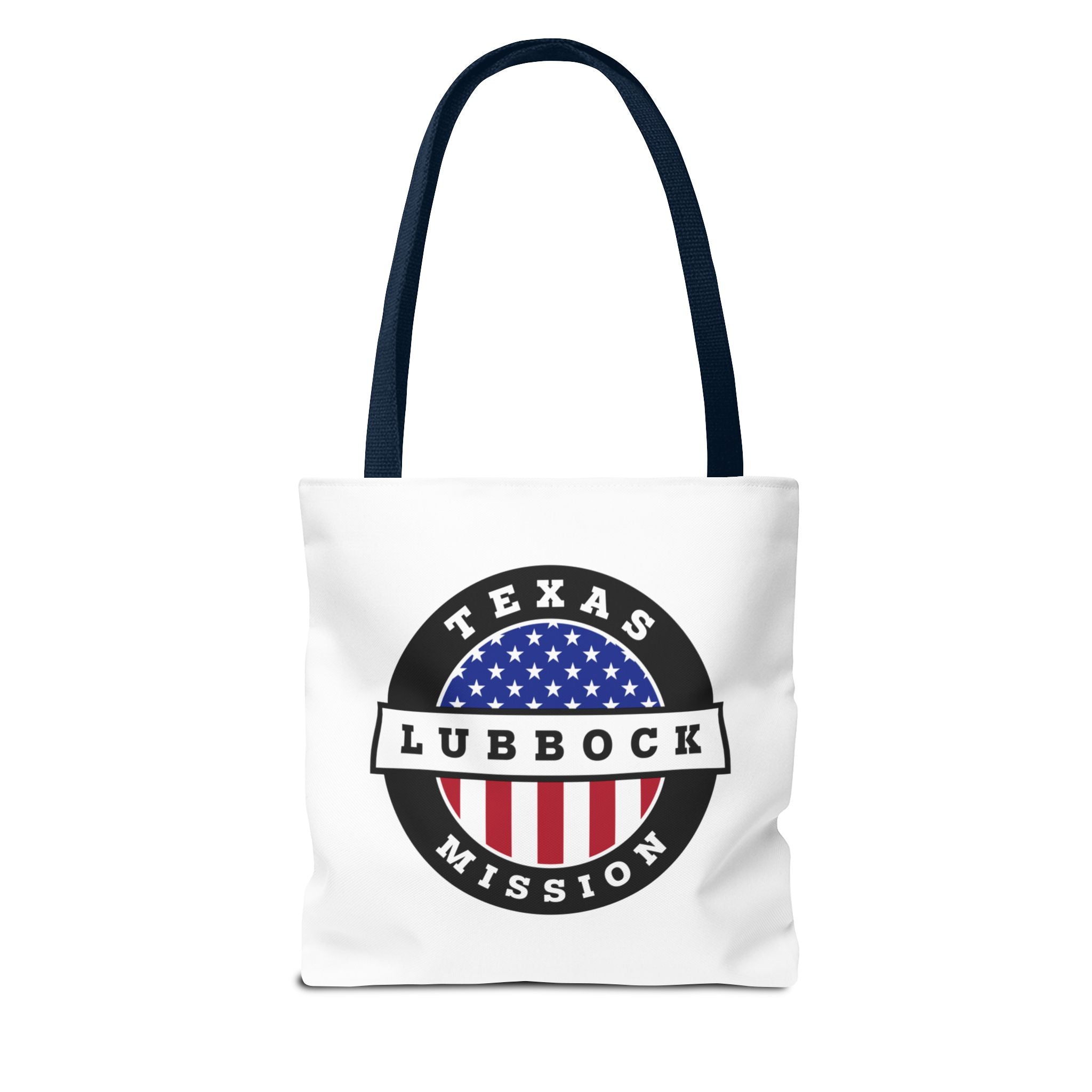 Texas Lubbock Mission USA Flag Logo Tote Bag White - Mission Wishlist - LDS Missionary Gift Store