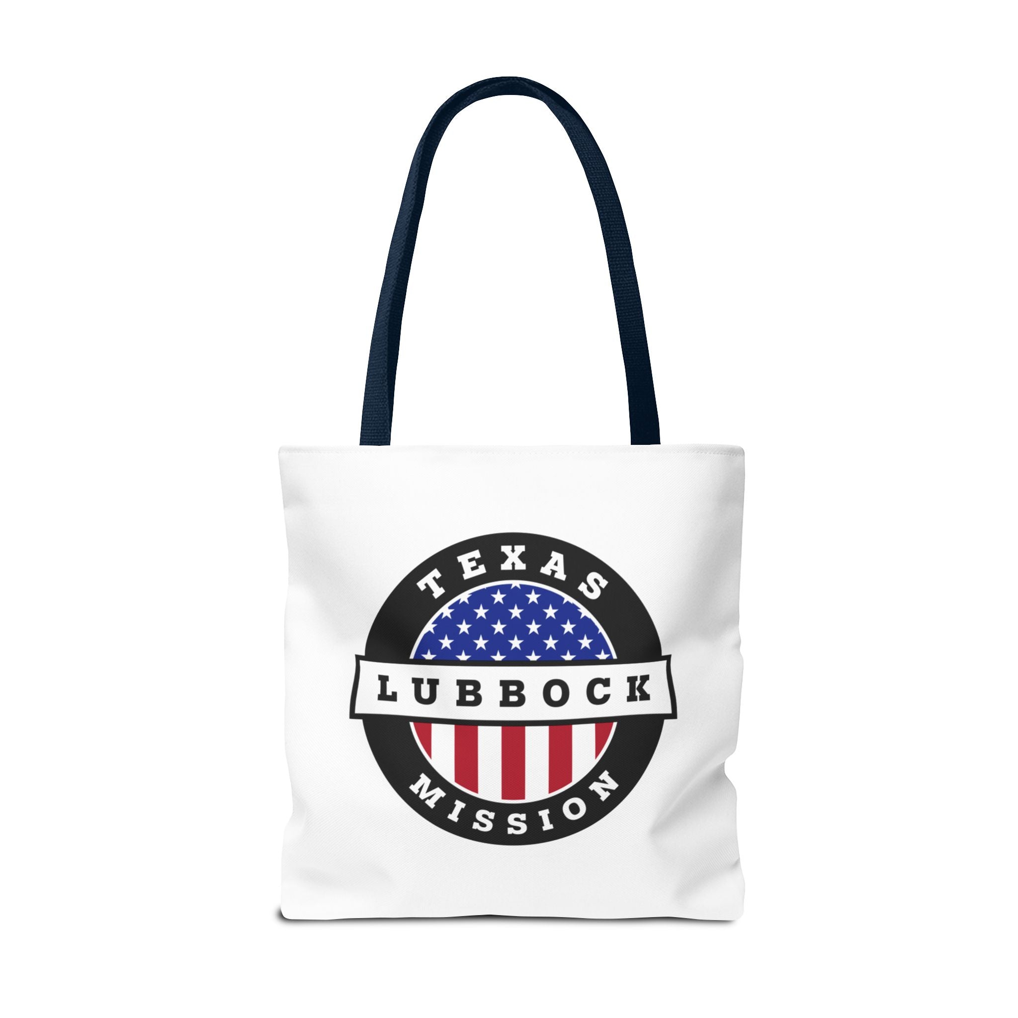 Texas Lubbock Mission USA Flag Logo Tote Bag White - Mission Wishlist - LDS Missionary Gift Store