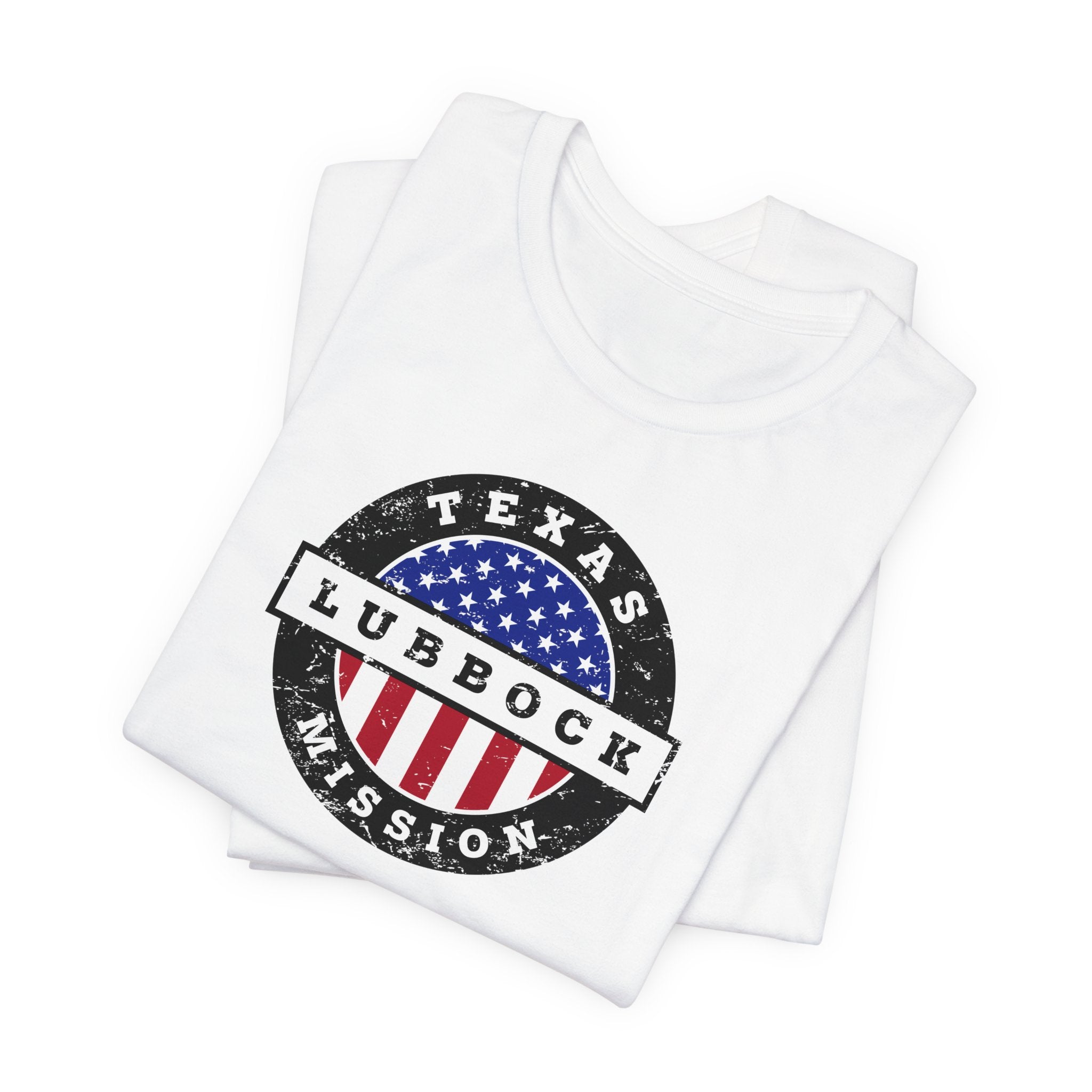 Texas Lubbock Mission Vintage Circular USA Flag T-Shirt - Mission Wishlist - LDS Missionary Gift Store