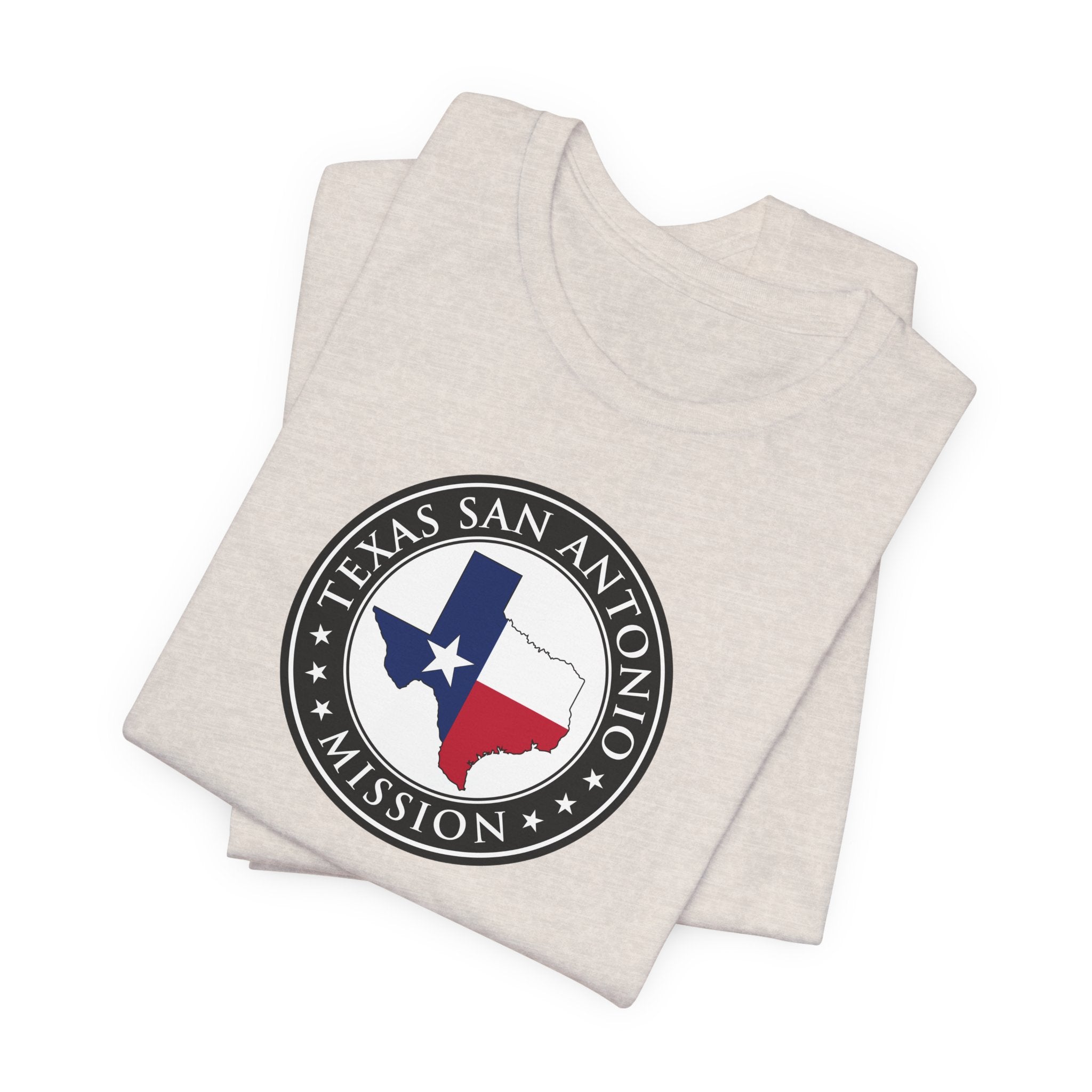 Texas San Antonio Mission State Flag Logo (Black Border) T-shirt - Latter-Day Saint LDS Missionary Gift - Book of Mormon