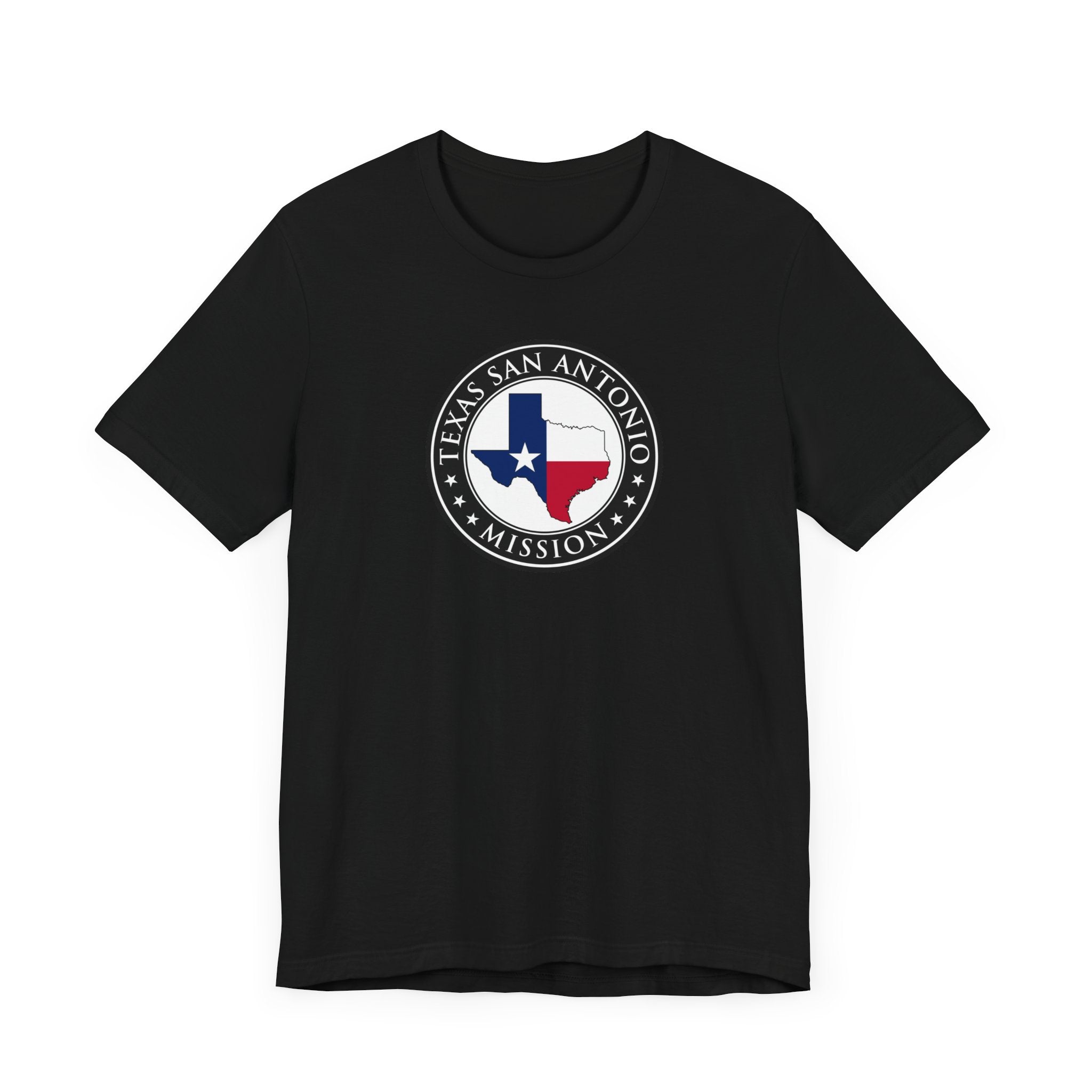 Texas San Antonio Mission State Flag Logo (Black Border) T-shirt - Latter-Day Saint LDS Missionary Gift - Book of Mormon