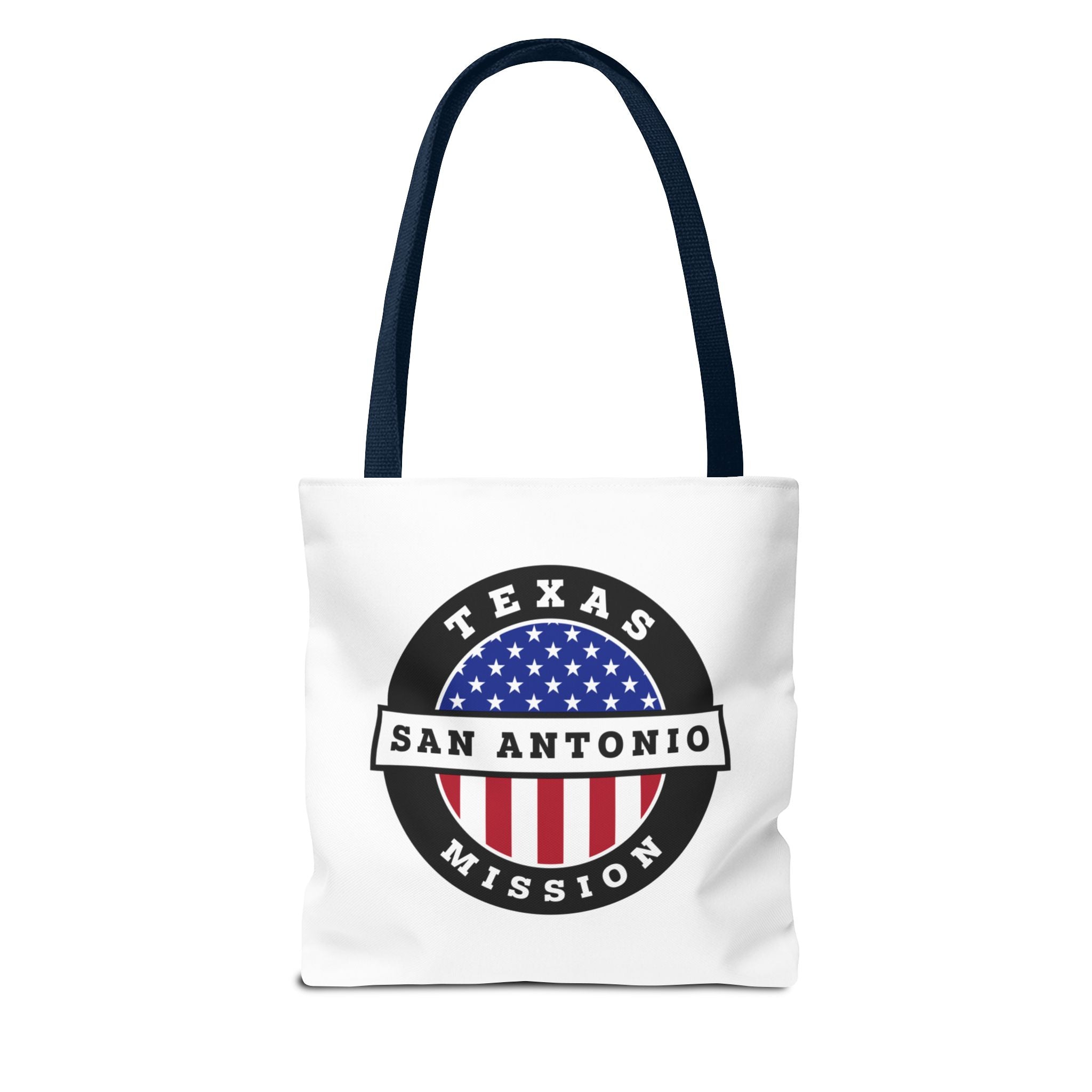 Texas San Antonio Mission USA Flag Logo Tote Bag White - Mission Wishlist - LDS Missionary Gift Store