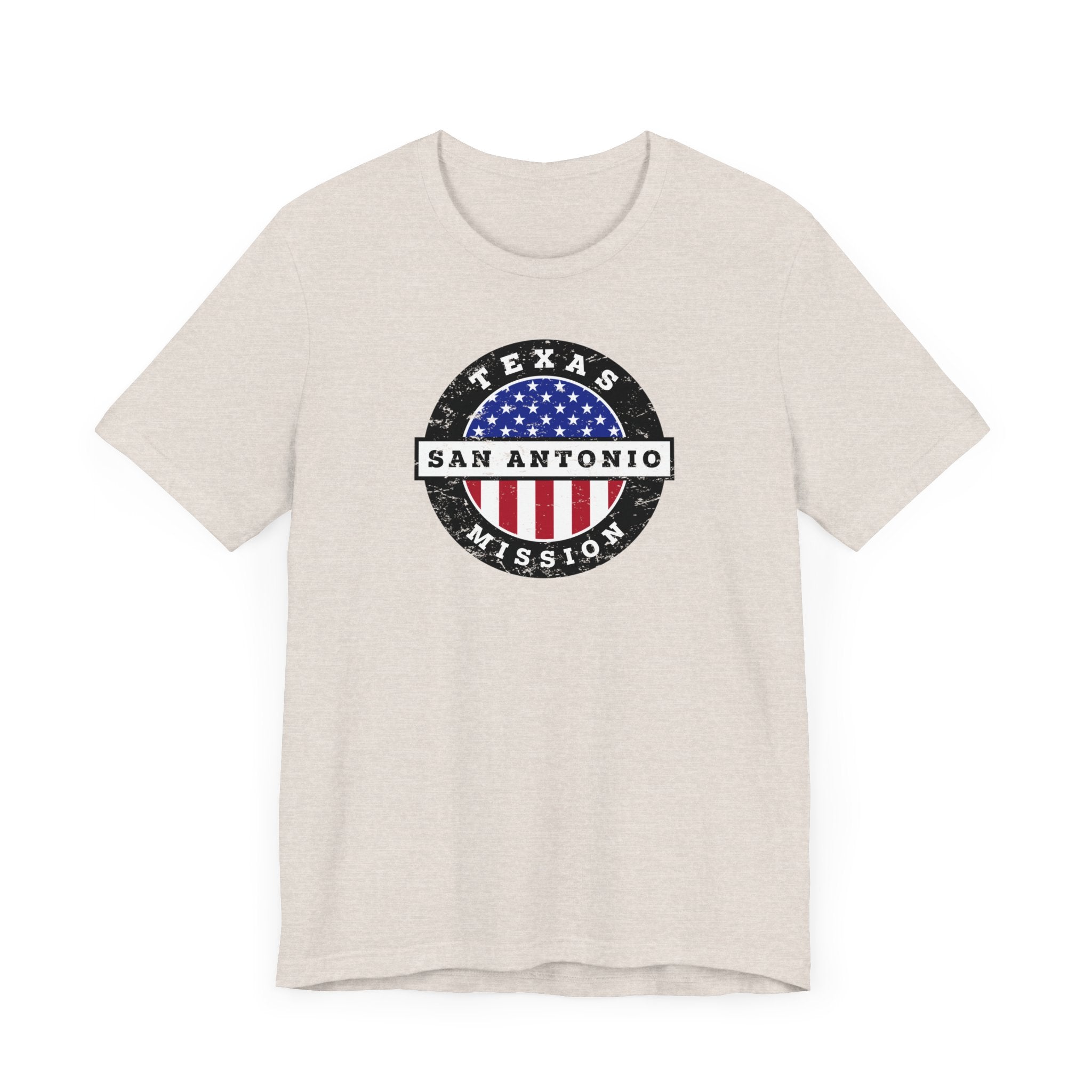 Texas San Antonio Mission Vintage Circular USA Flag T-Shirt - Mission Wishlist - LDS Missionary Gift Store