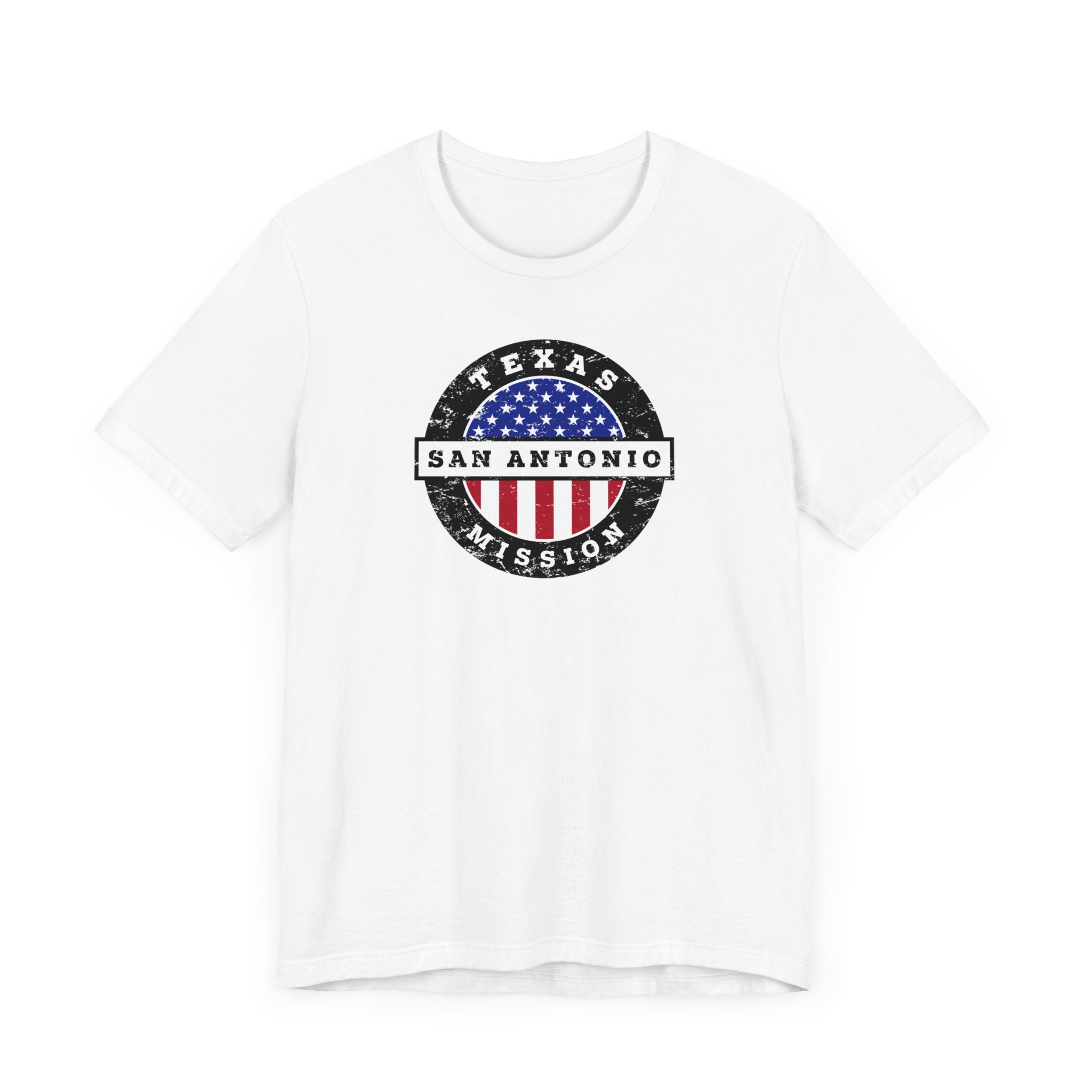 Texas San Antonio Mission Vintage Circular USA Flag T-Shirt - Mission Wishlist - LDS Missionary Gift Store