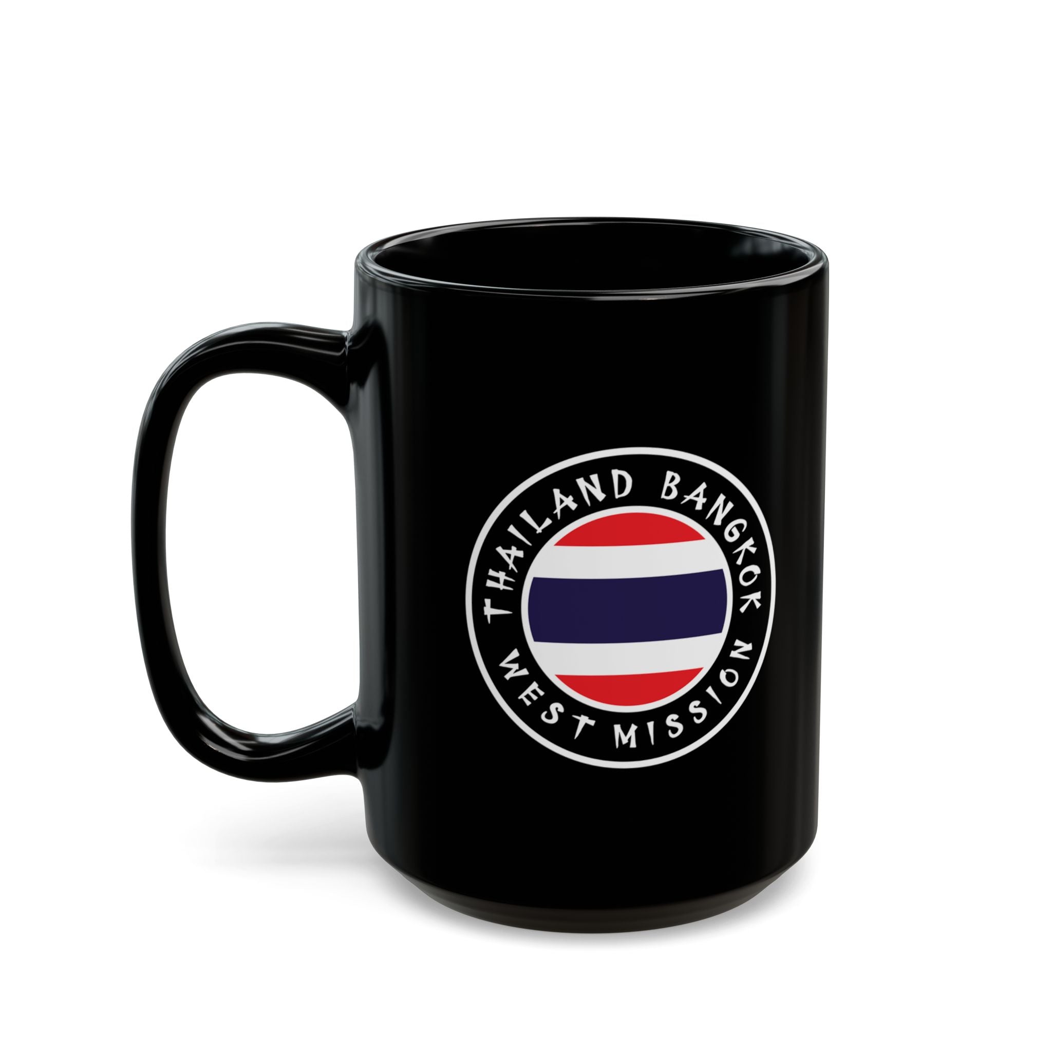 Thailand Bangkok West Mission Circular Flag Black Ceramic Mug - Latter-Day Saint LDS Missionary Gift - Book of Mormon