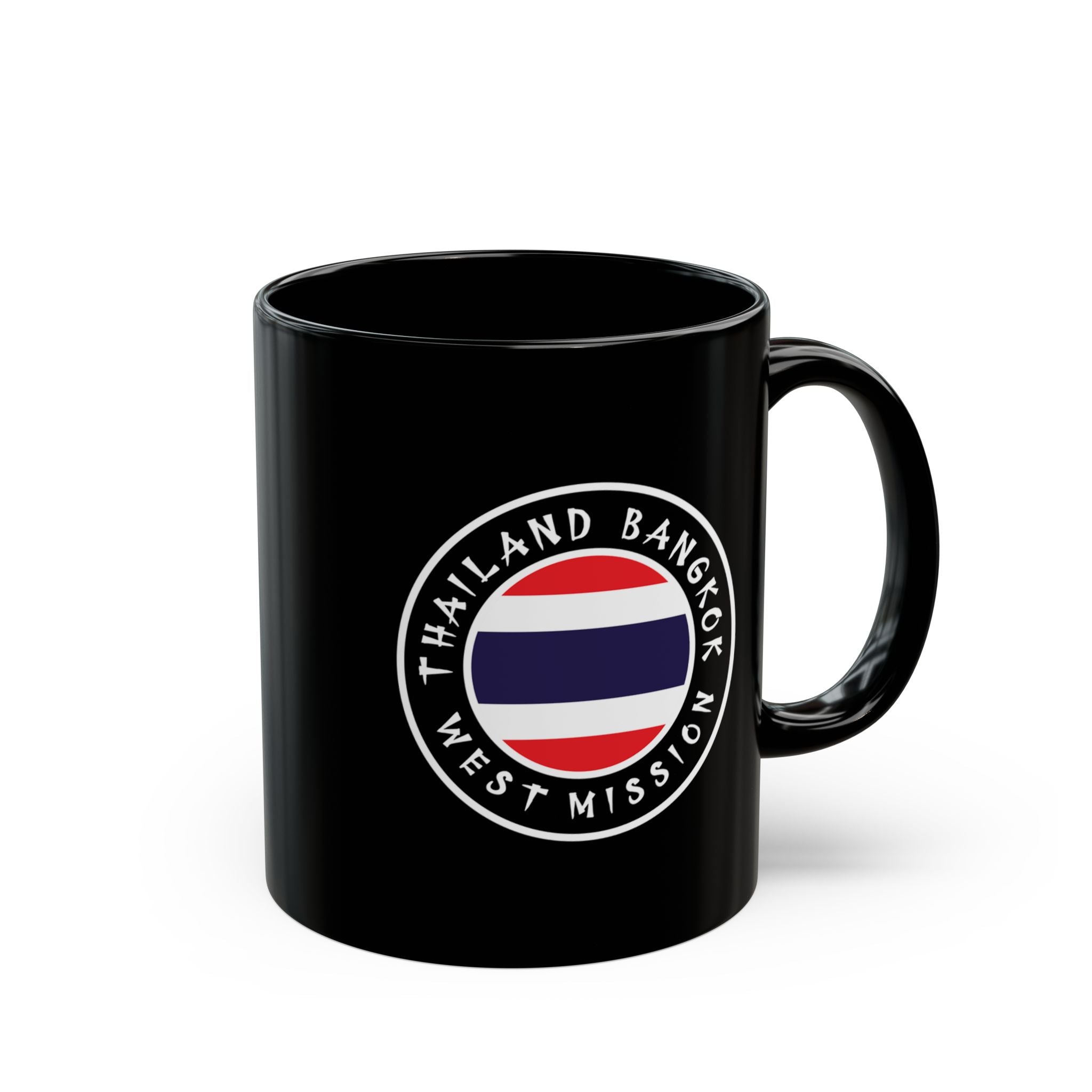 Thailand Bangkok West Mission Circular Flag Black Ceramic Mug - Latter-Day Saint LDS Missionary Gift - Book of Mormon