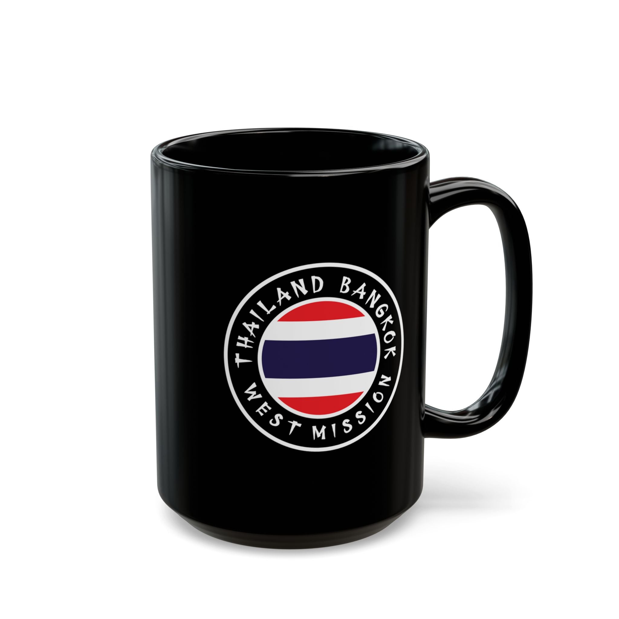 Thailand Bangkok West Mission Circular Flag Black Ceramic Mug - Latter-Day Saint LDS Missionary Gift - Book of Mormon