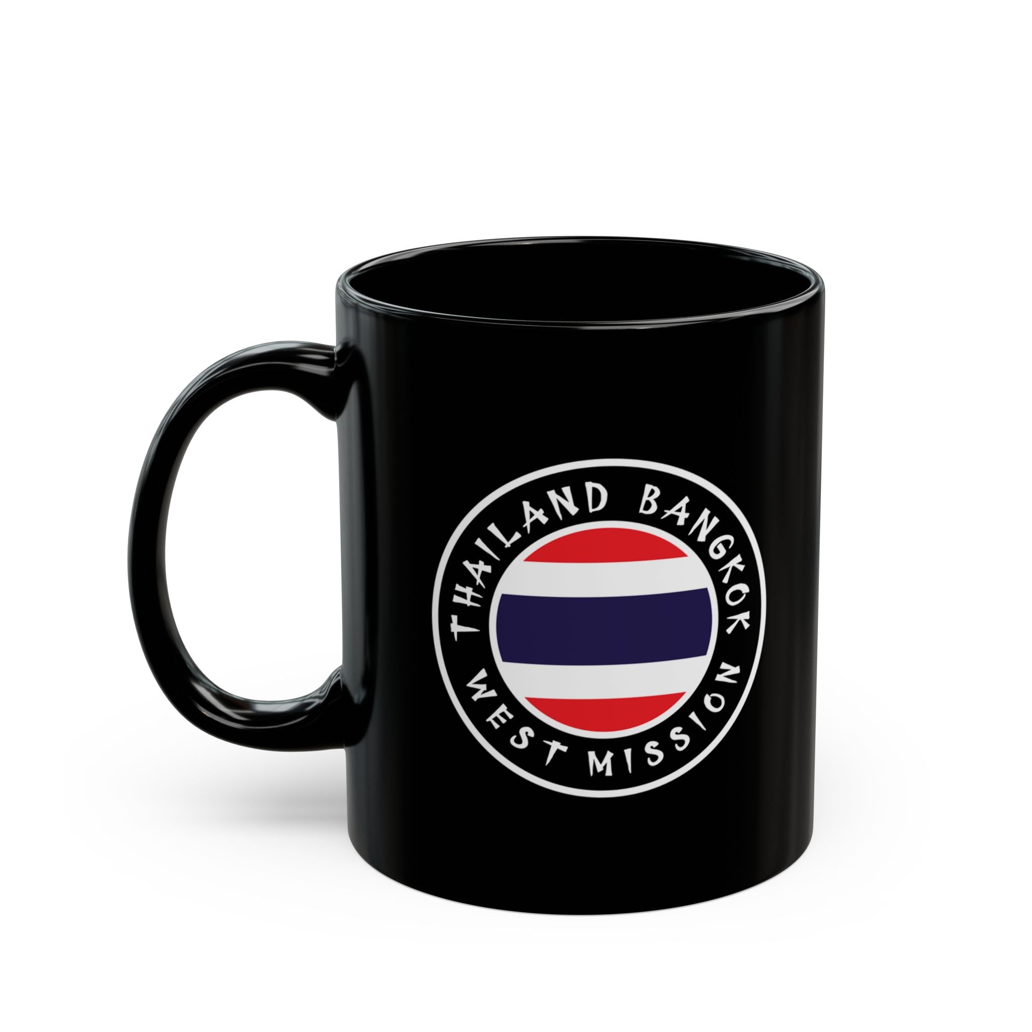 Thailand Bangkok West Mission Circular Flag Black Ceramic Mug - Latter-Day Saint LDS Missionary Gift - Book of Mormon