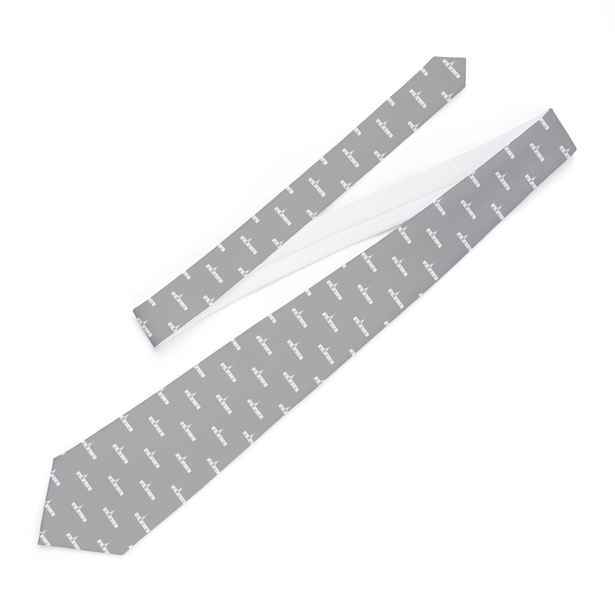 The Hague Netherlands Temple Patterned Neck Tie for Elders (Grey) - Mission Wishlist - LDS Missionary Gift Store