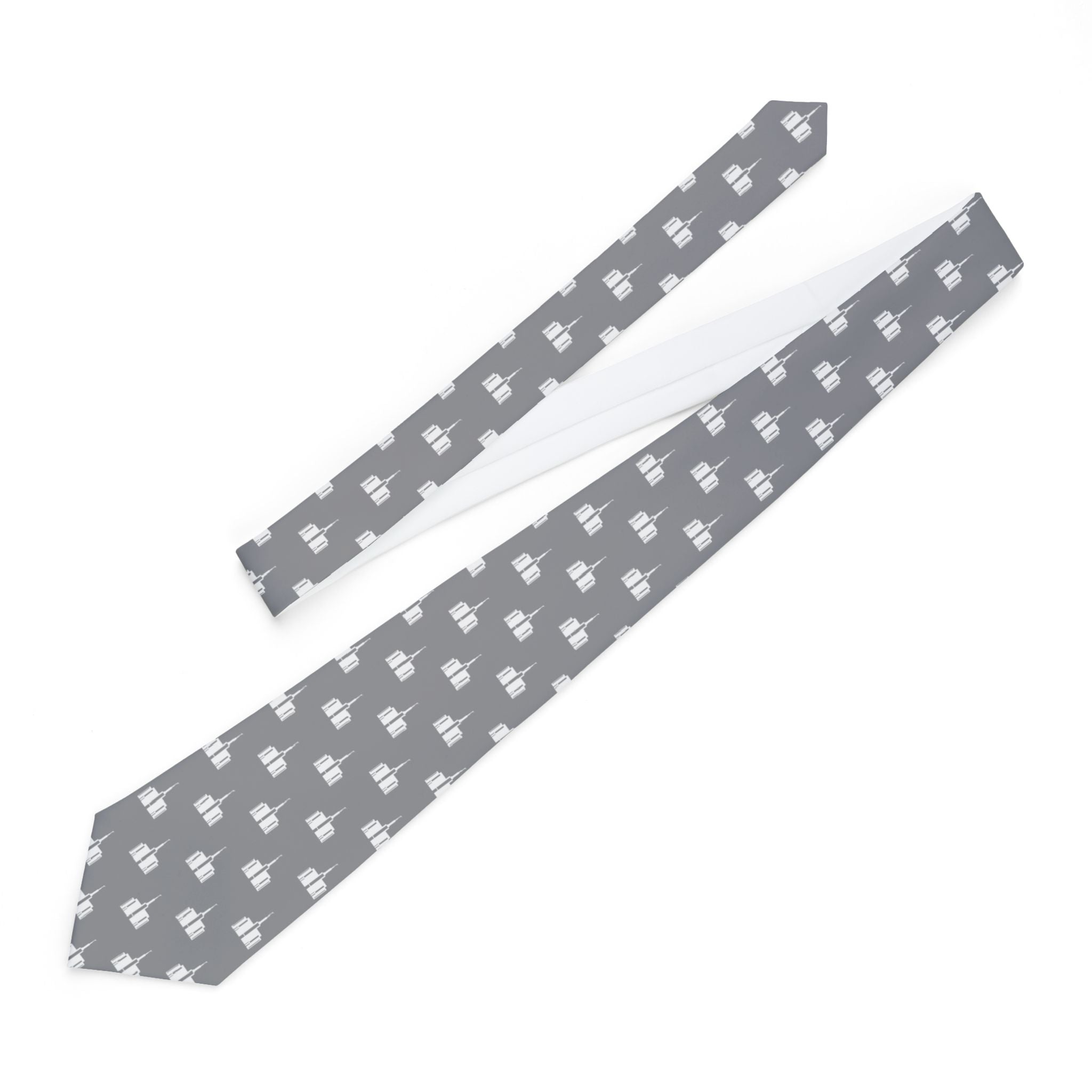 Tokyo Japan Temple Patterned Neck Tie for Elders (Grey) - Mission Wishlist - LDS Missionary Gift Store