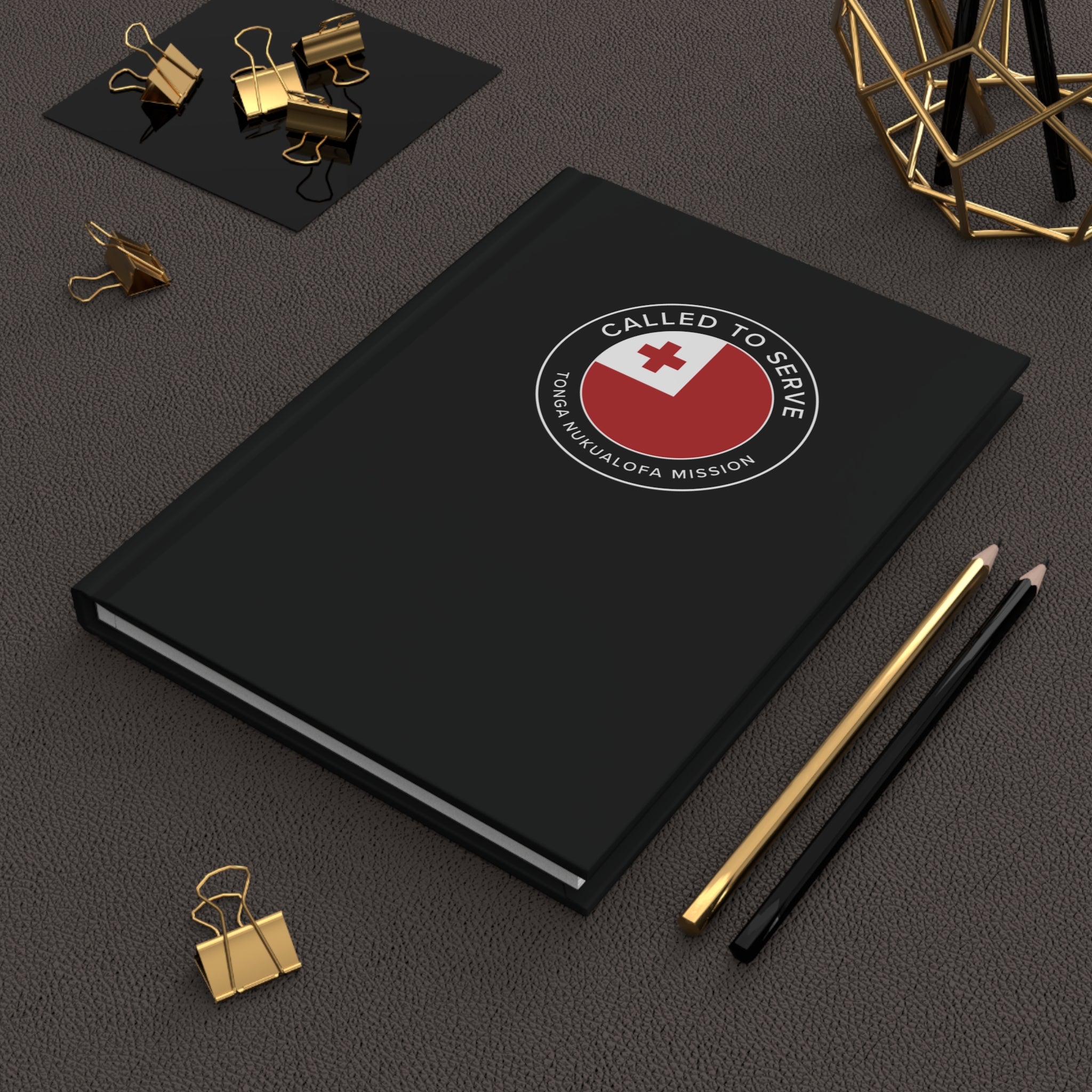 Tonga Nukualofa Mission Circle Flag Called to Serve Black Hardcover Journal Matte - Latter-Day Saint LDS Missionary Gift - Book of Mormon