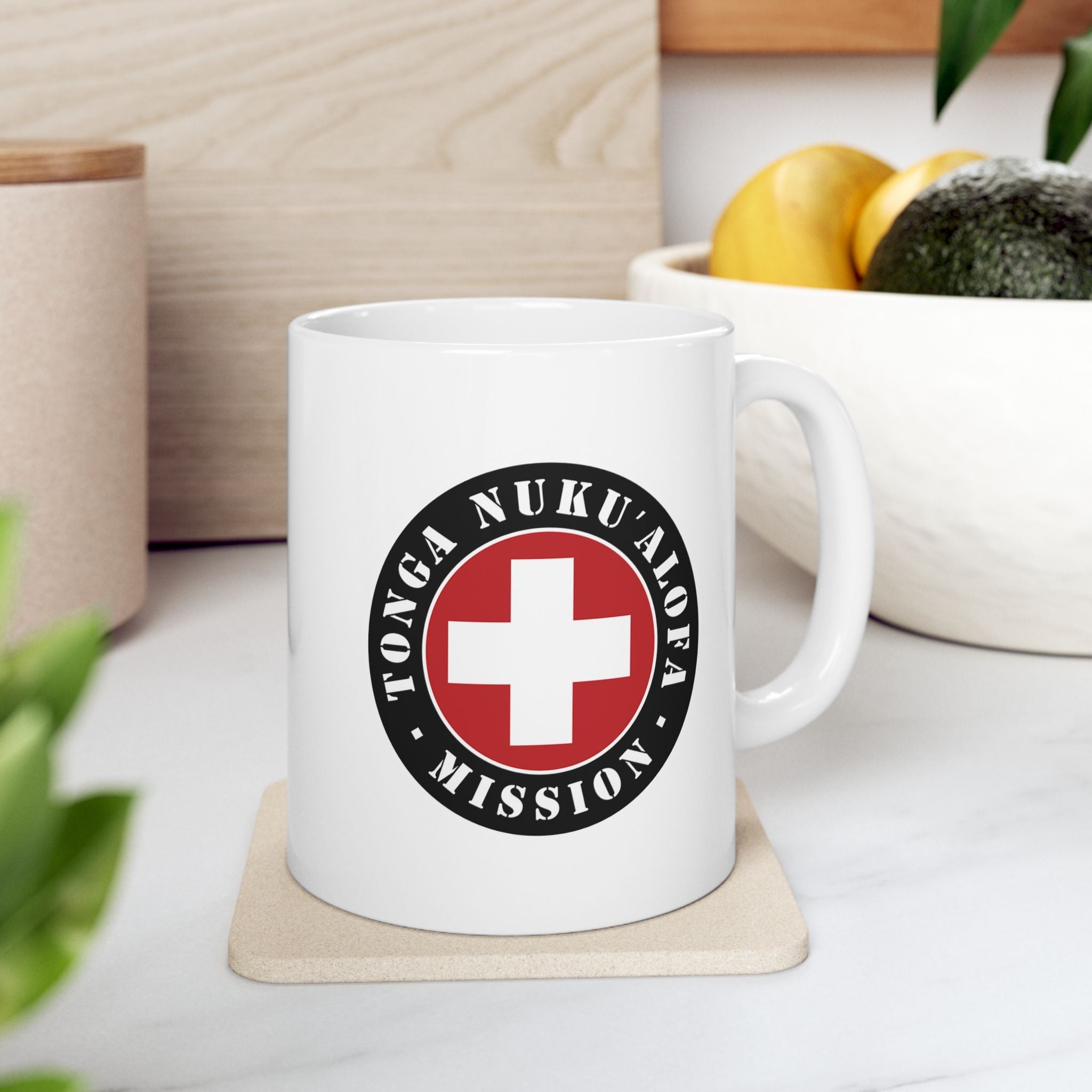 Tonga Nukualofa Mission Circular Flag White Ceramic Mug - Latter-Day Saint LDS Missionary Gift - Book of Mormon
