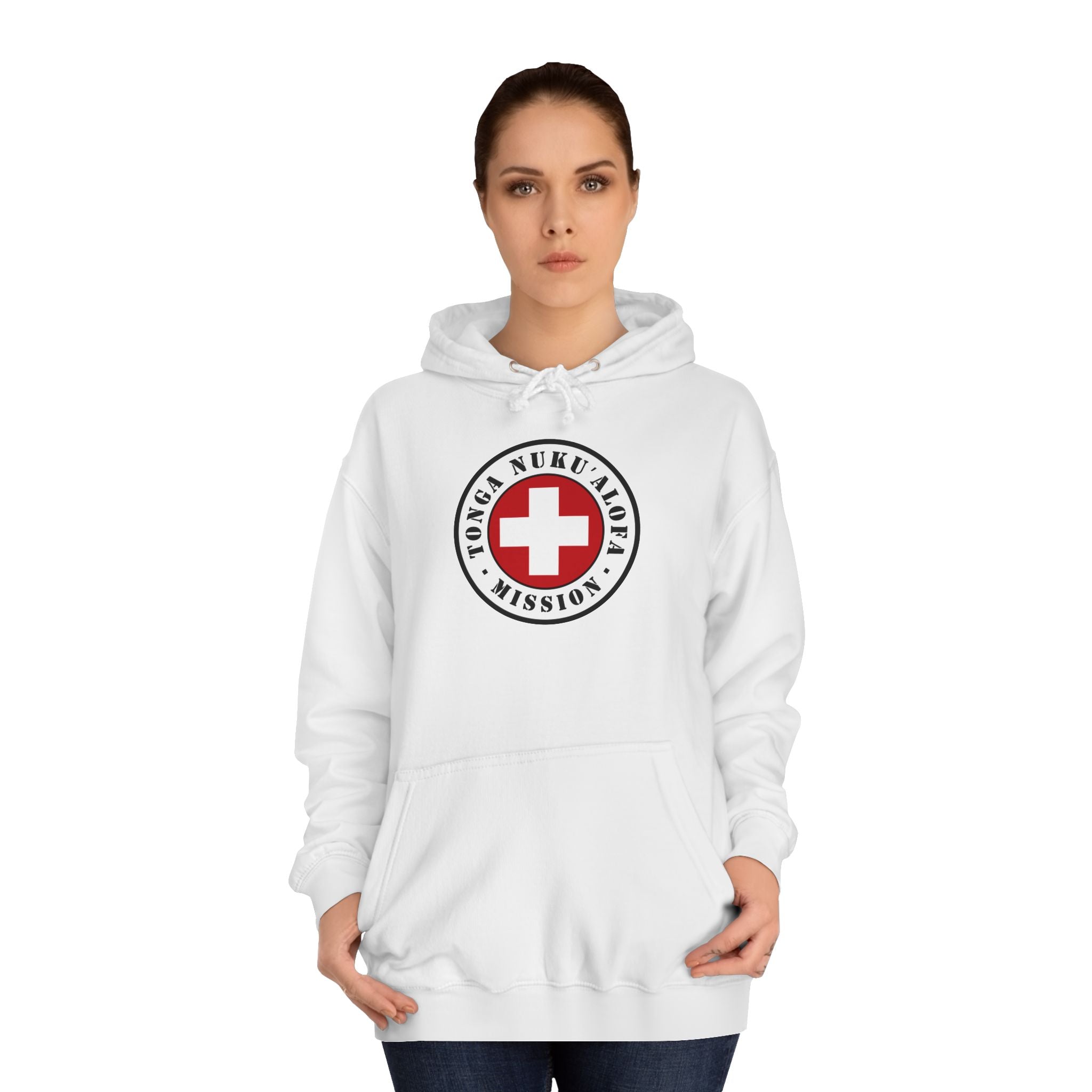 Tonga Nukualofa Mission Flag Logo (White Border) College Hoodie - Latter-Day Saint LDS Missionary Gift - Book of Mormon