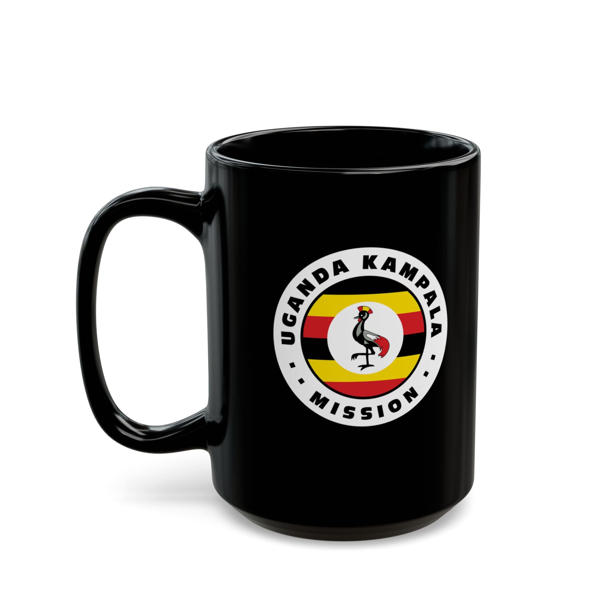 Uganda Kampala Mission Circular Flag Black Ceramic Mug - Mission Wishlist - LDS Missionary Gift Store