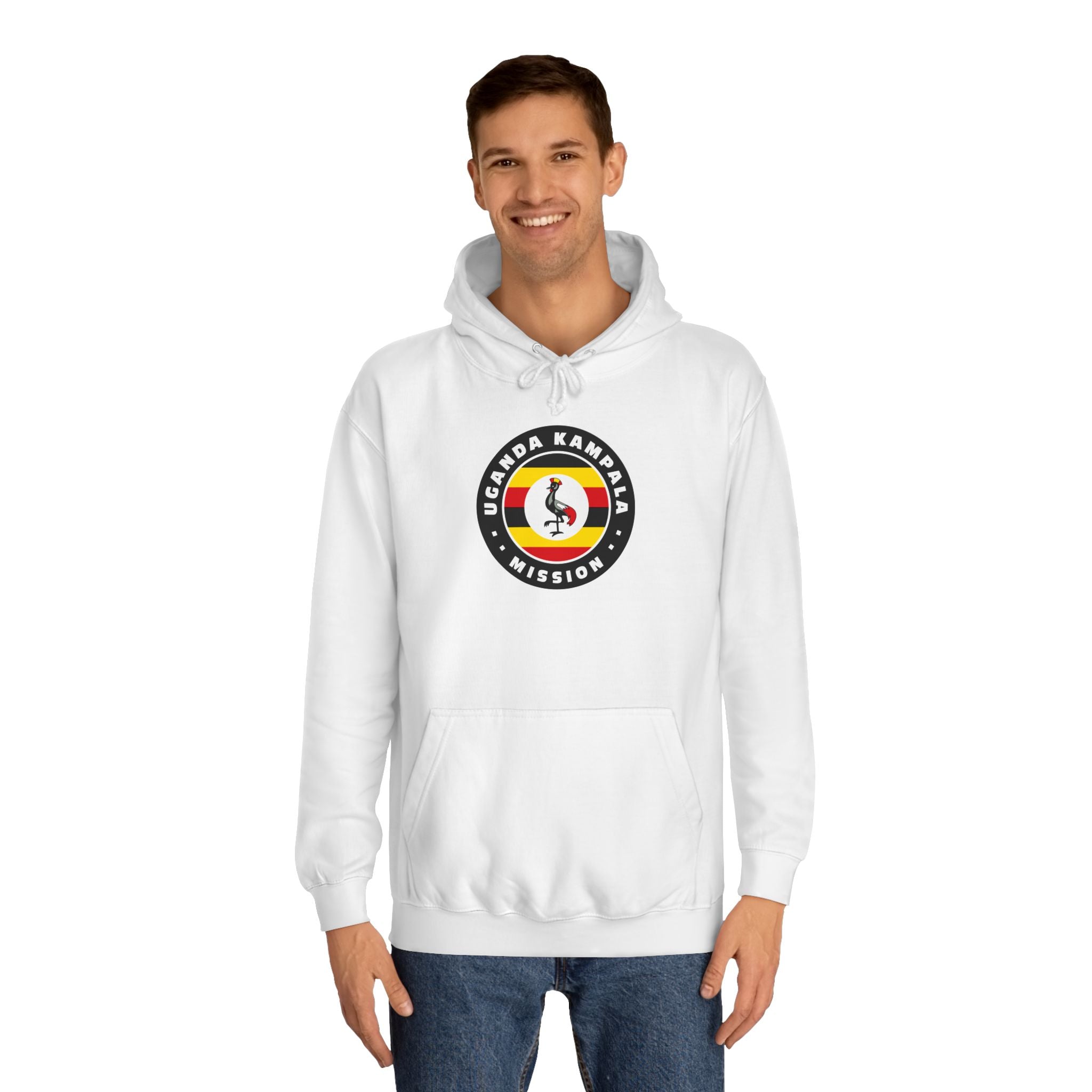 Uganda Kampala Mission Flag Logo (Black Border) College Hoodie - Mission Wishlist - LDS Missionary Gift Store