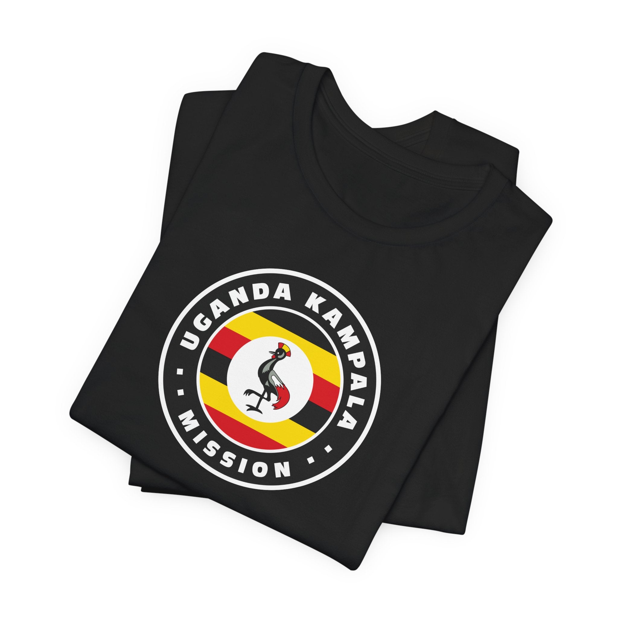 Uganda Kampala Mission Flag Logo (Black Border) T-shirt - Mission Wishlist - LDS Missionary Gift Store