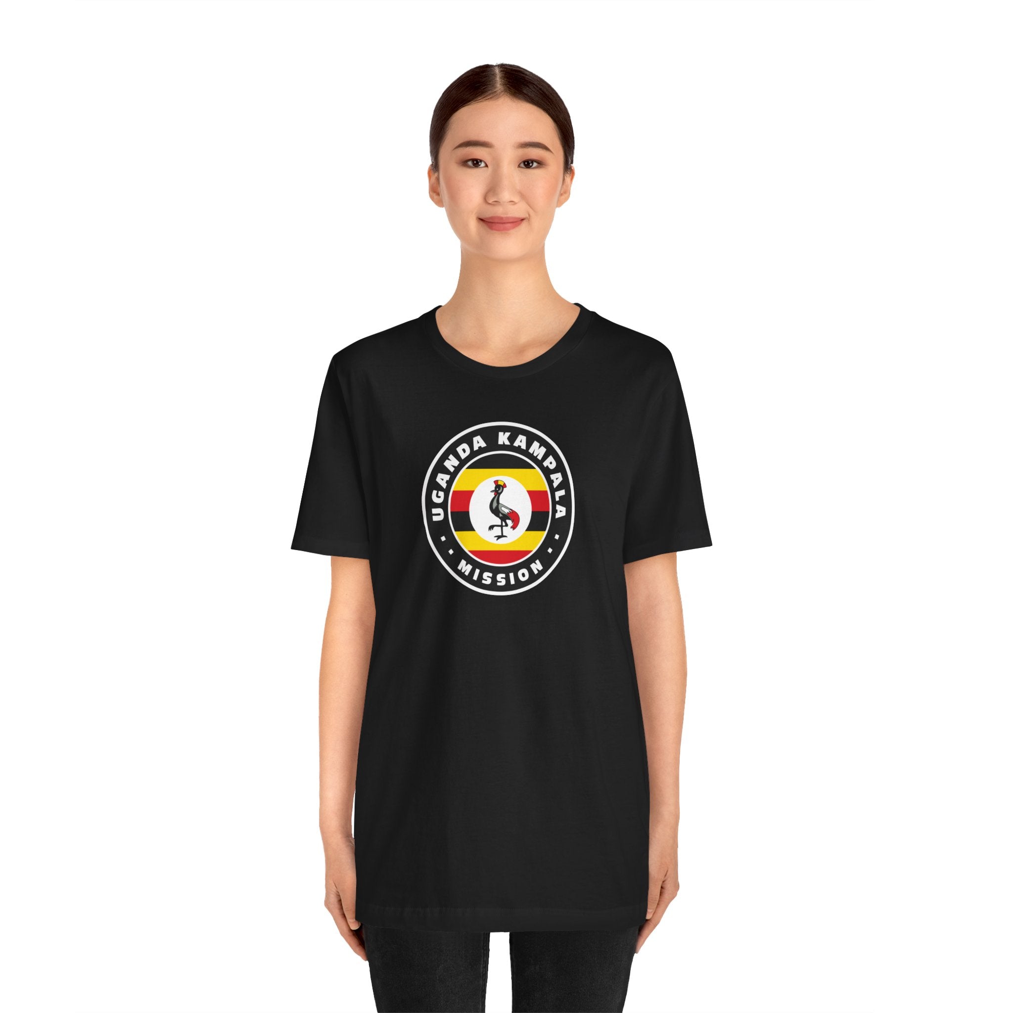 Uganda Kampala Mission Flag Logo (Black Border) T-shirt - Mission Wishlist - LDS Missionary Gift Store