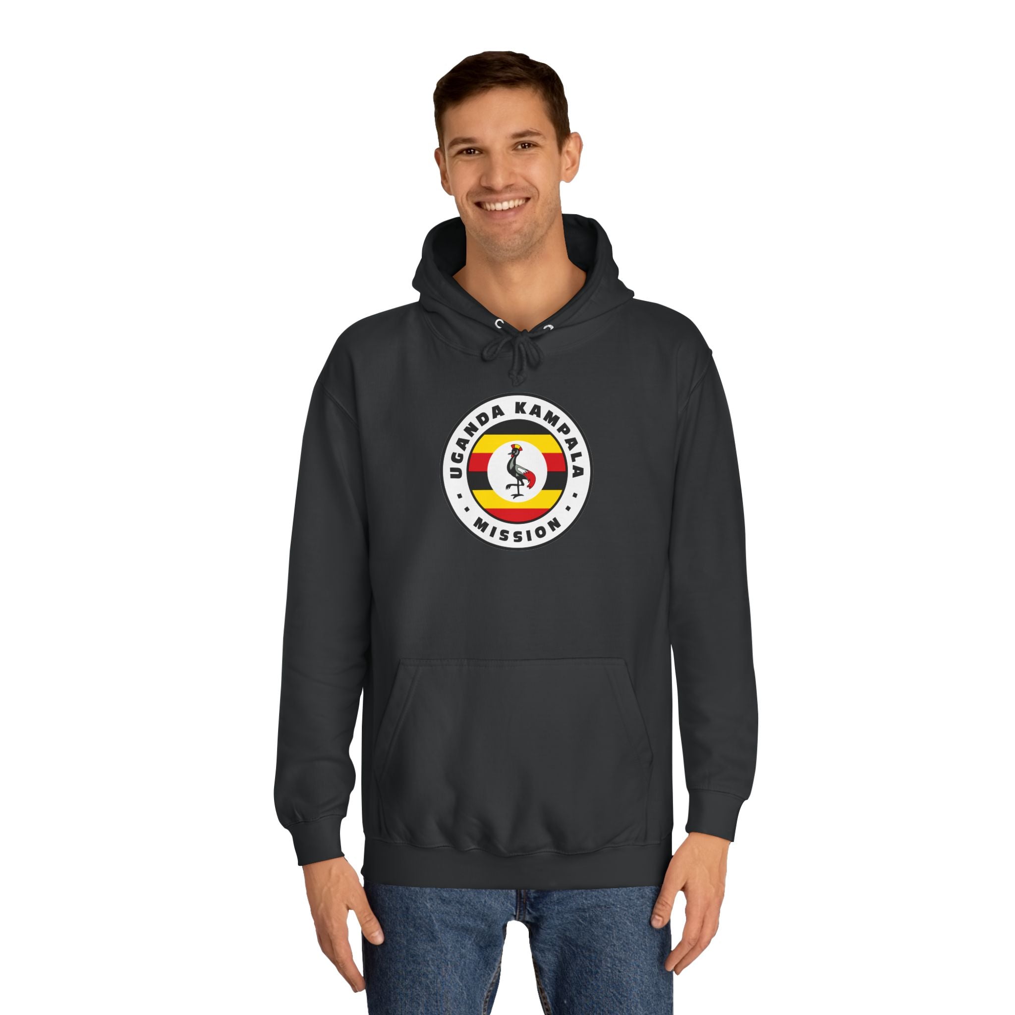 Uganda Kampala Mission Flag Logo (White Border) College Hoodie - Mission Wishlist - LDS Missionary Gift Store