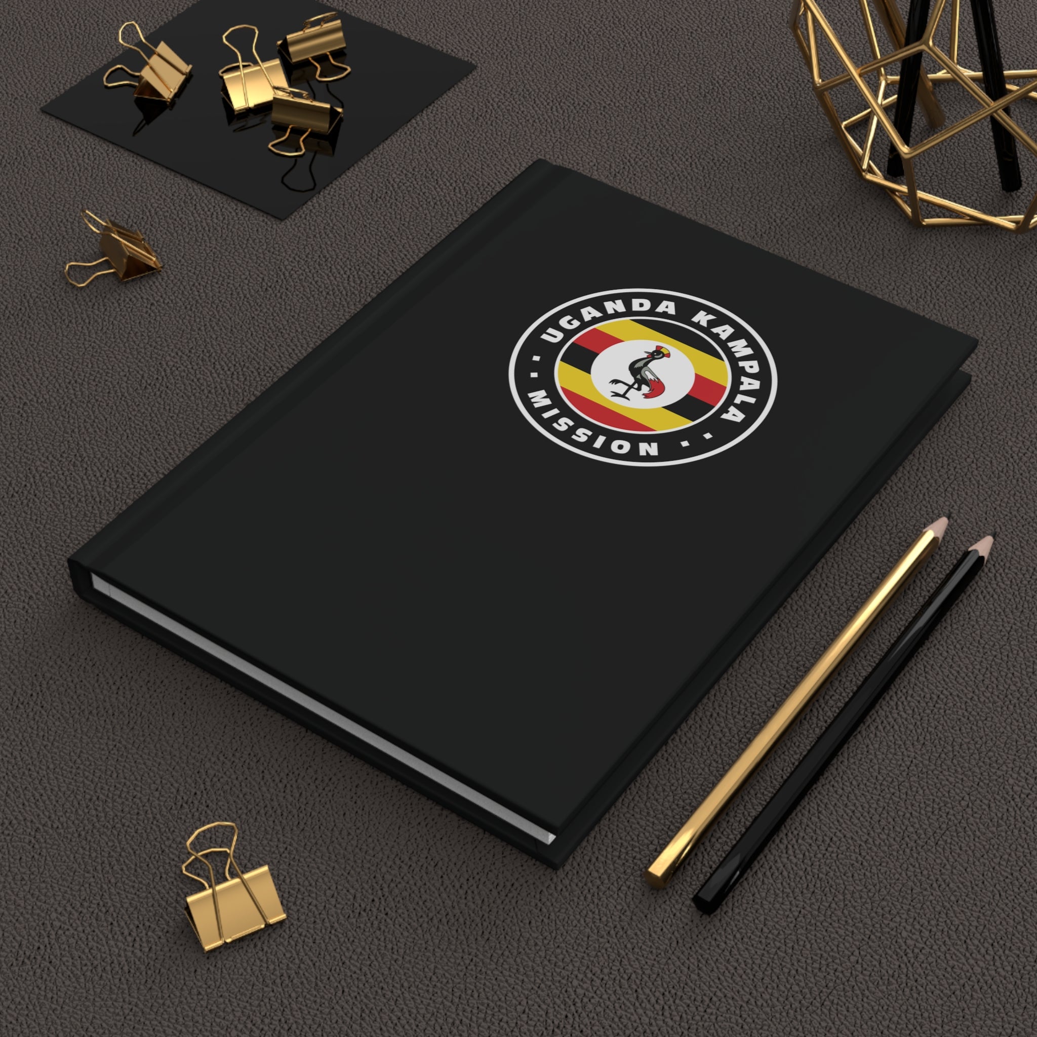 Uganda Kampala Mission Logo Design Black Hardcover Journal Matte - Mission Wishlist - LDS Missionary Gift Store