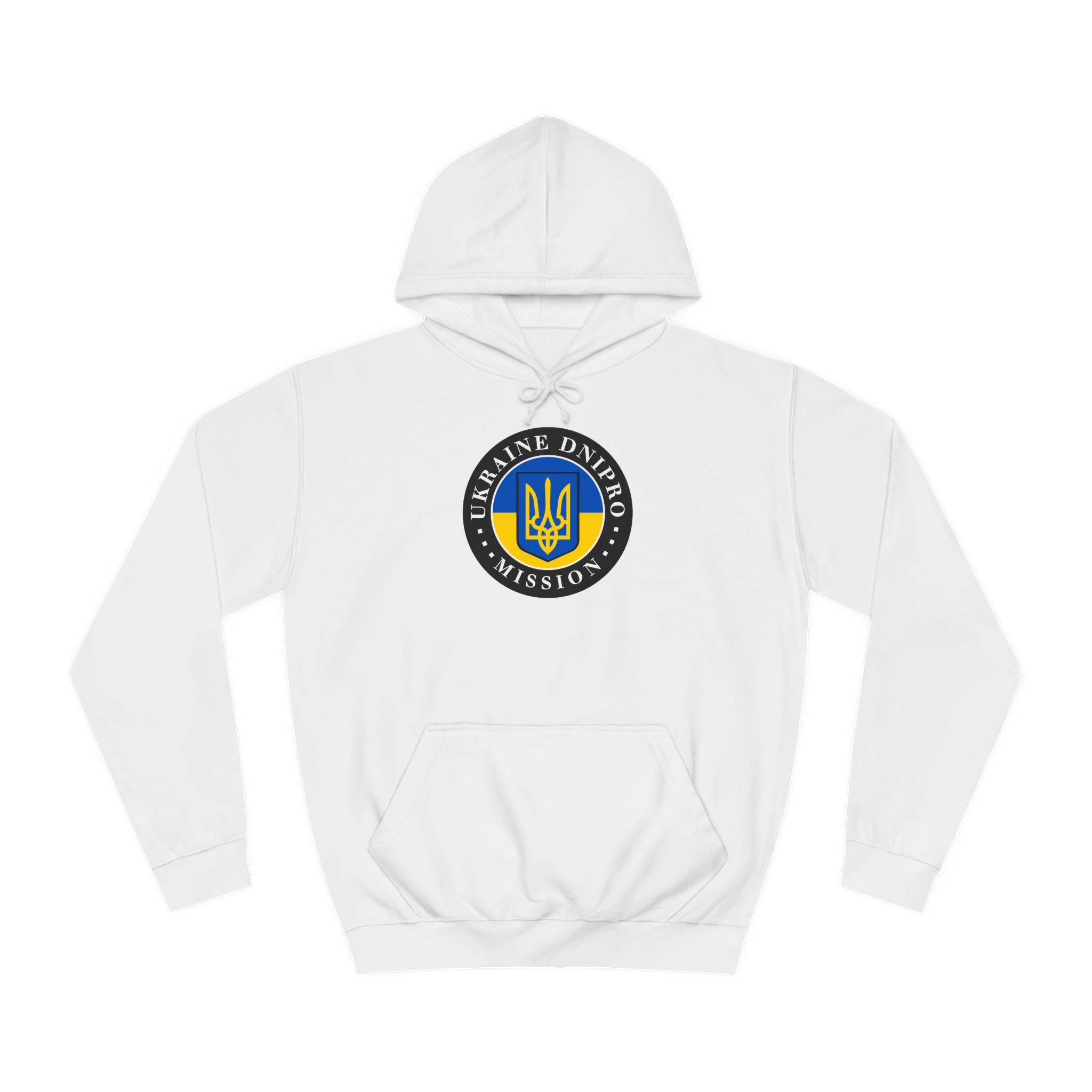 Ukraine Dnipro Mission Flag Logo (Black Border) College Hoodie - Mission Wishlist - LDS Missionary Gift Store