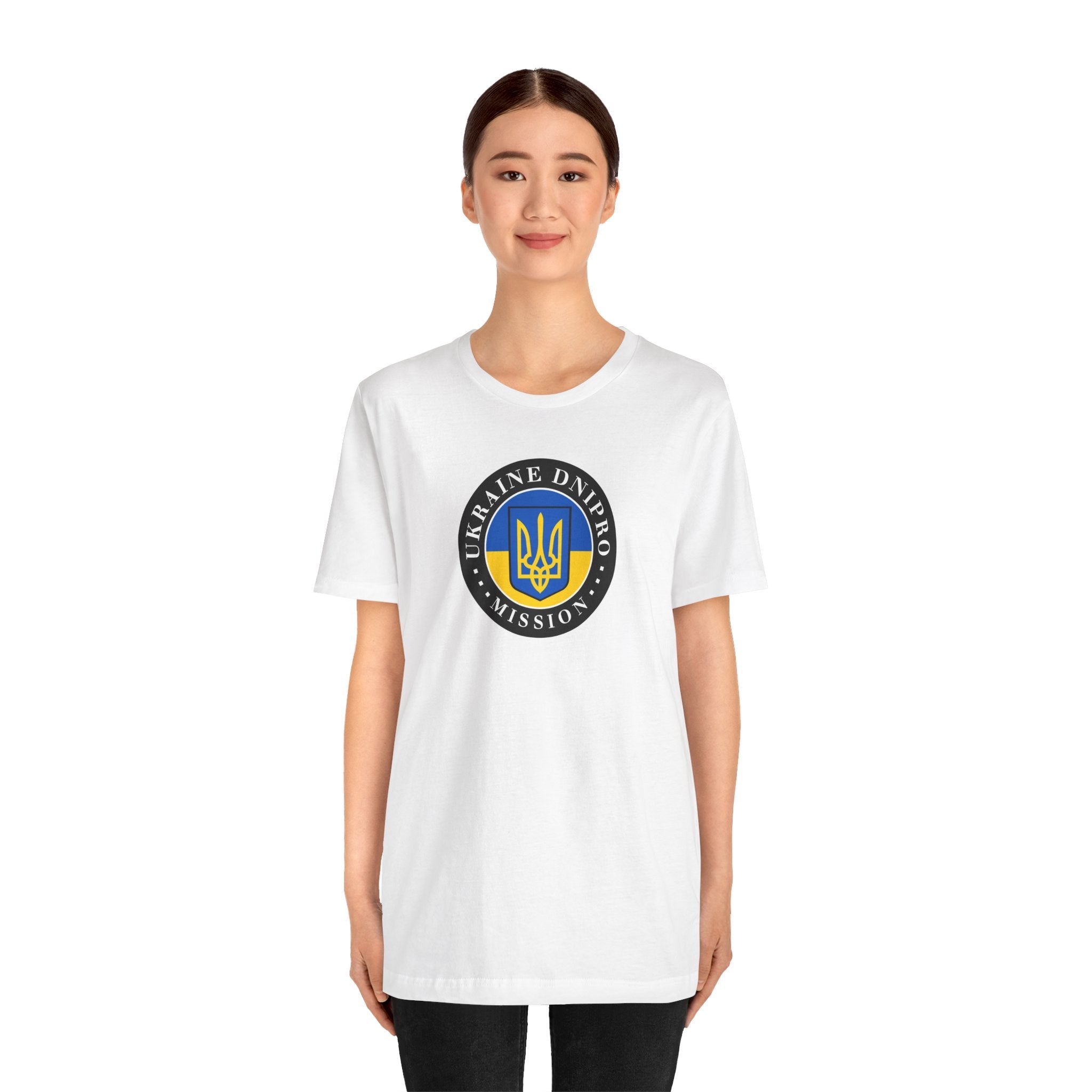 Ukraine Dnipro Mission Flag Logo (Black Border) T-shirt - Mission Wishlist - LDS Missionary Gift Store