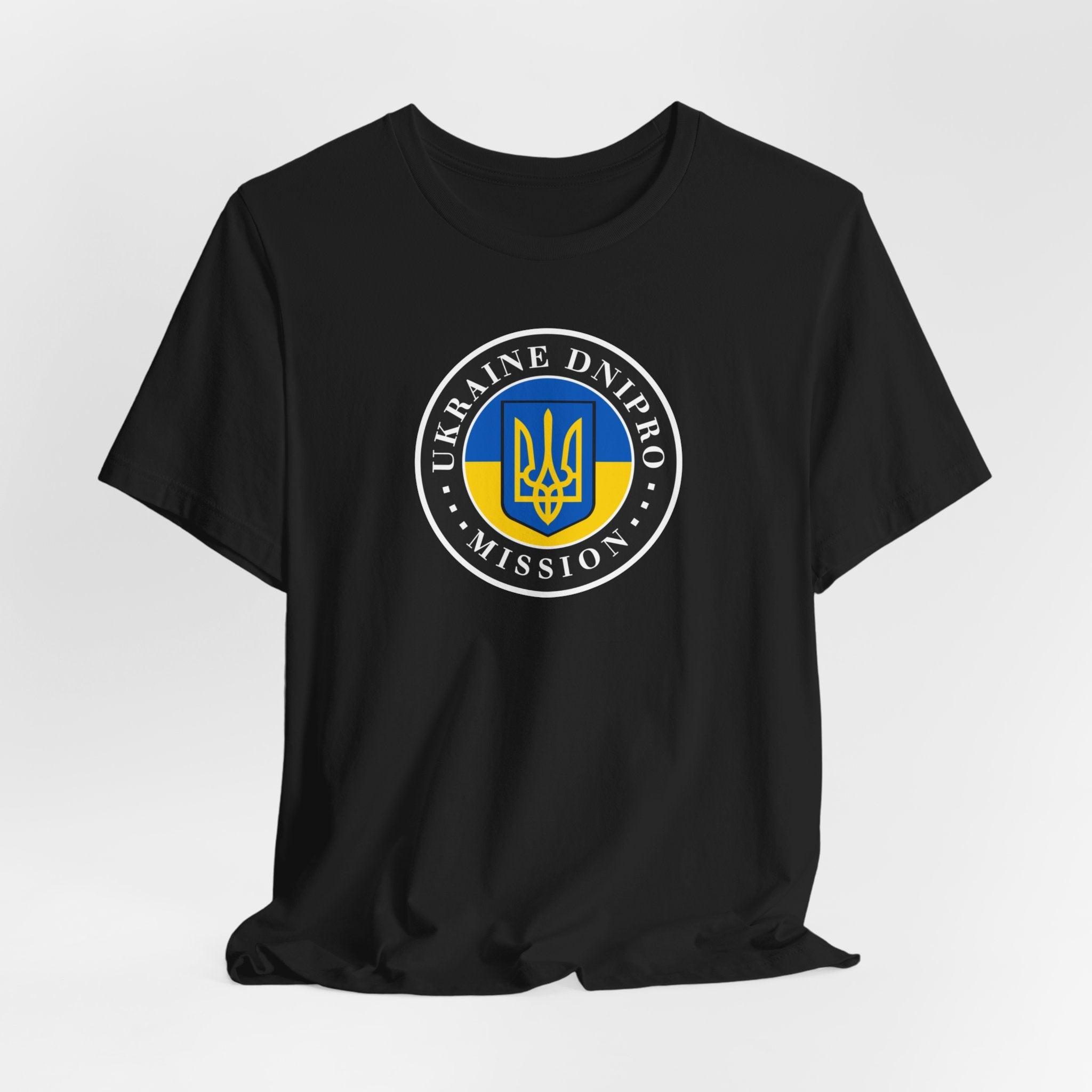 Ukraine Dnipro Mission Flag Logo (Black Border) T-shirt - Mission Wishlist - LDS Missionary Gift Store