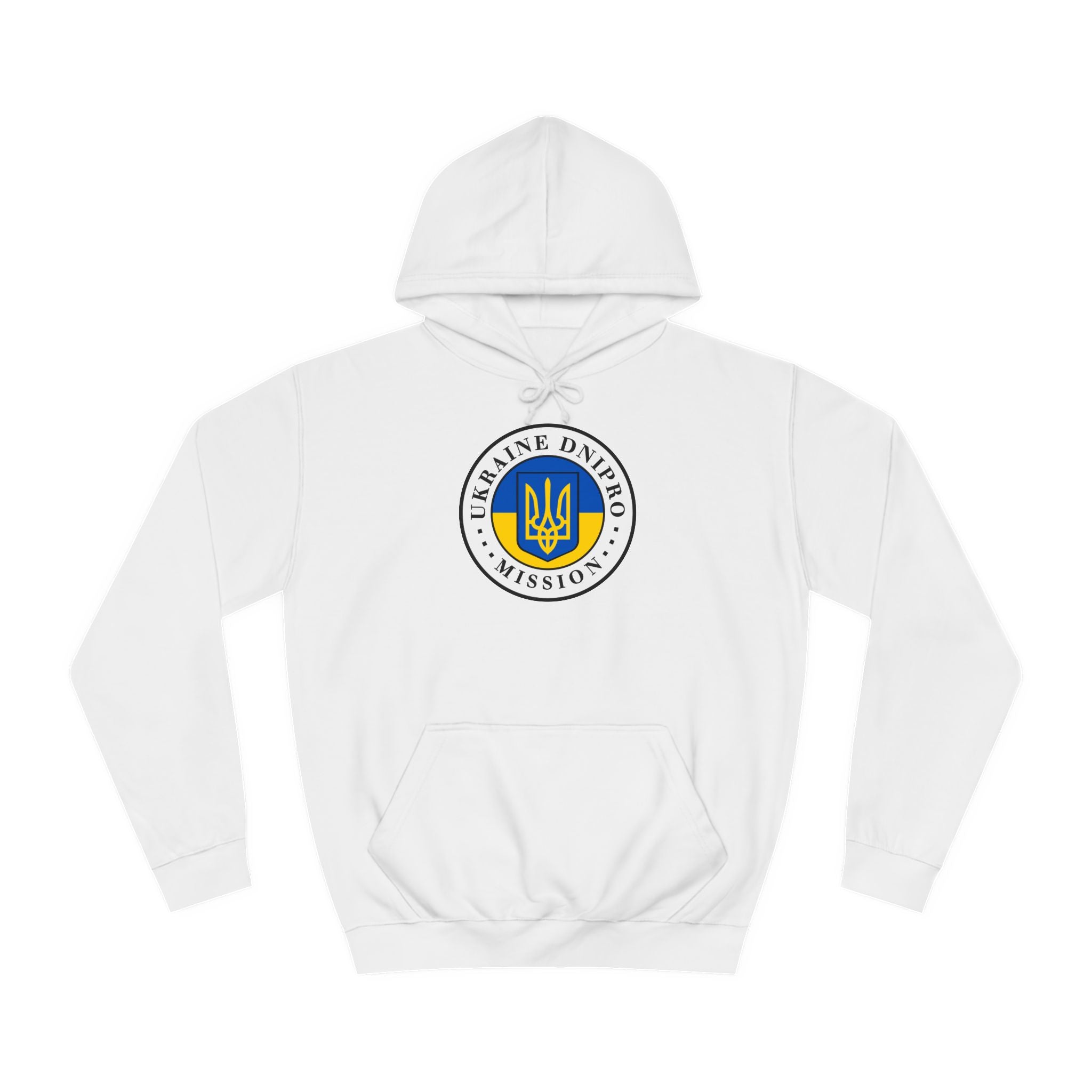 Ukraine Dnipro Mission Flag Logo (White Border) College Hoodie - Mission Wishlist - LDS Missionary Gift Store