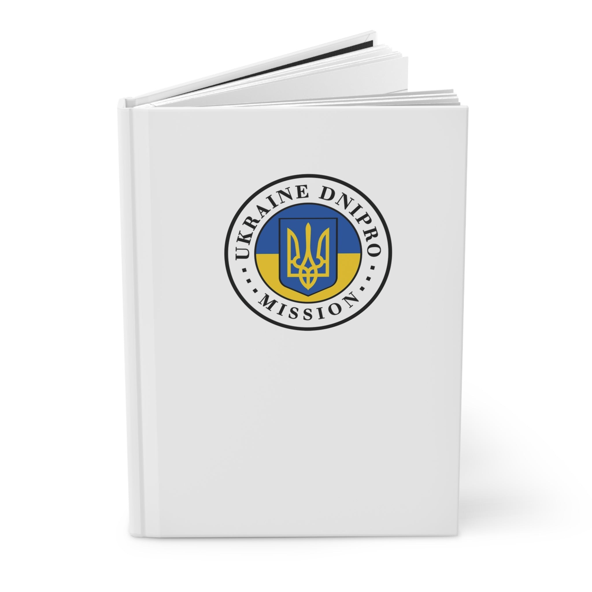 Ukraine Dnipro Mission Logo Design White Hardcover Journal Matte - Mission Wishlist - LDS Missionary Gift Store