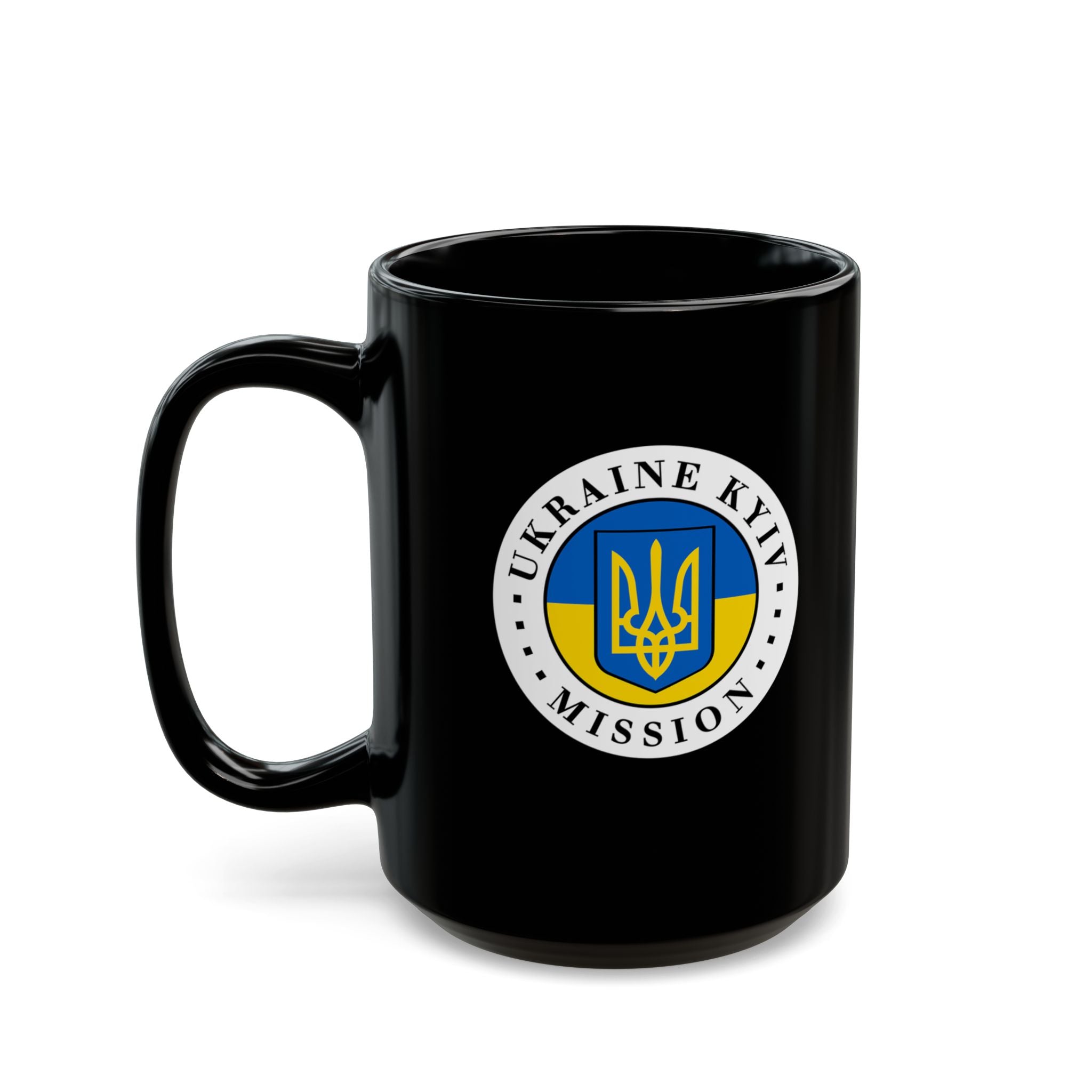 Ukraine Kyiv-Moldova Mission Circular Flag Black Ceramic Mug - Mission Wishlist - LDS Missionary Gift Store