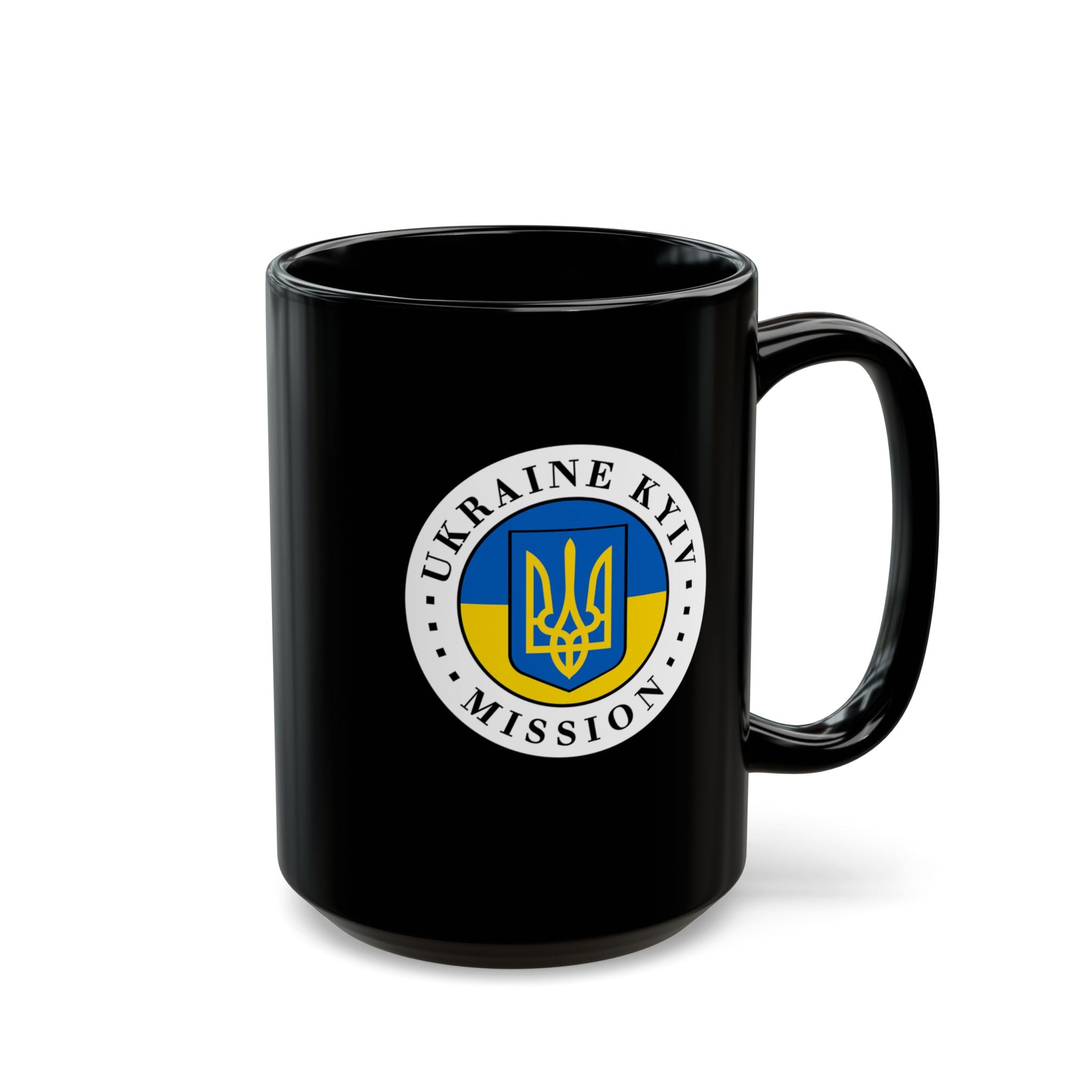 Ukraine Kyiv-Moldova Mission Circular Flag Black Ceramic Mug - Mission Wishlist - LDS Missionary Gift Store