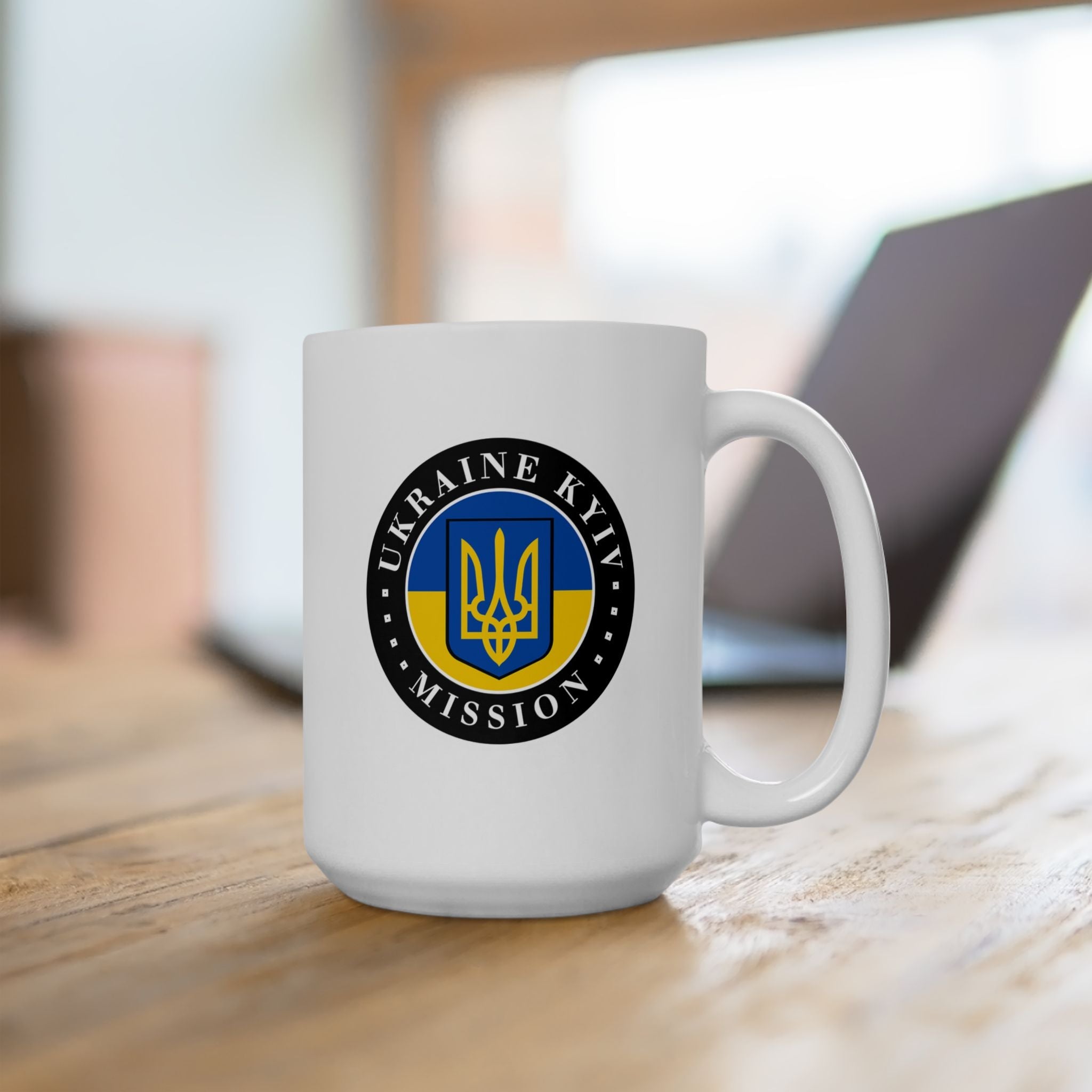 Ukraine Kyiv-Moldova Mission Circular Flag White Ceramic Mug - Mission Wishlist - LDS Missionary Gift Store
