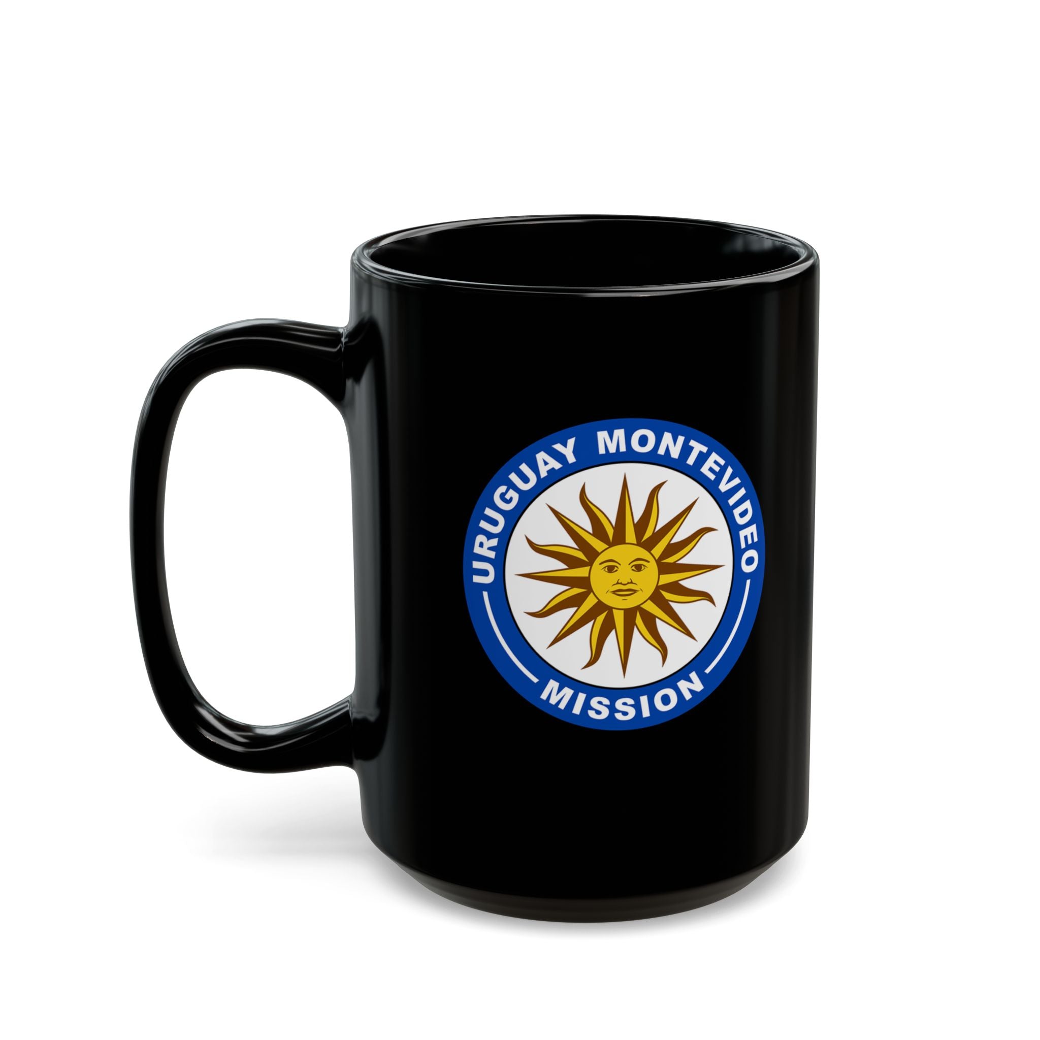 Uruguay Montevideo Mission Circular Flag Black Ceramic Mug - Mission Wishlist - LDS Missionary Gift Store