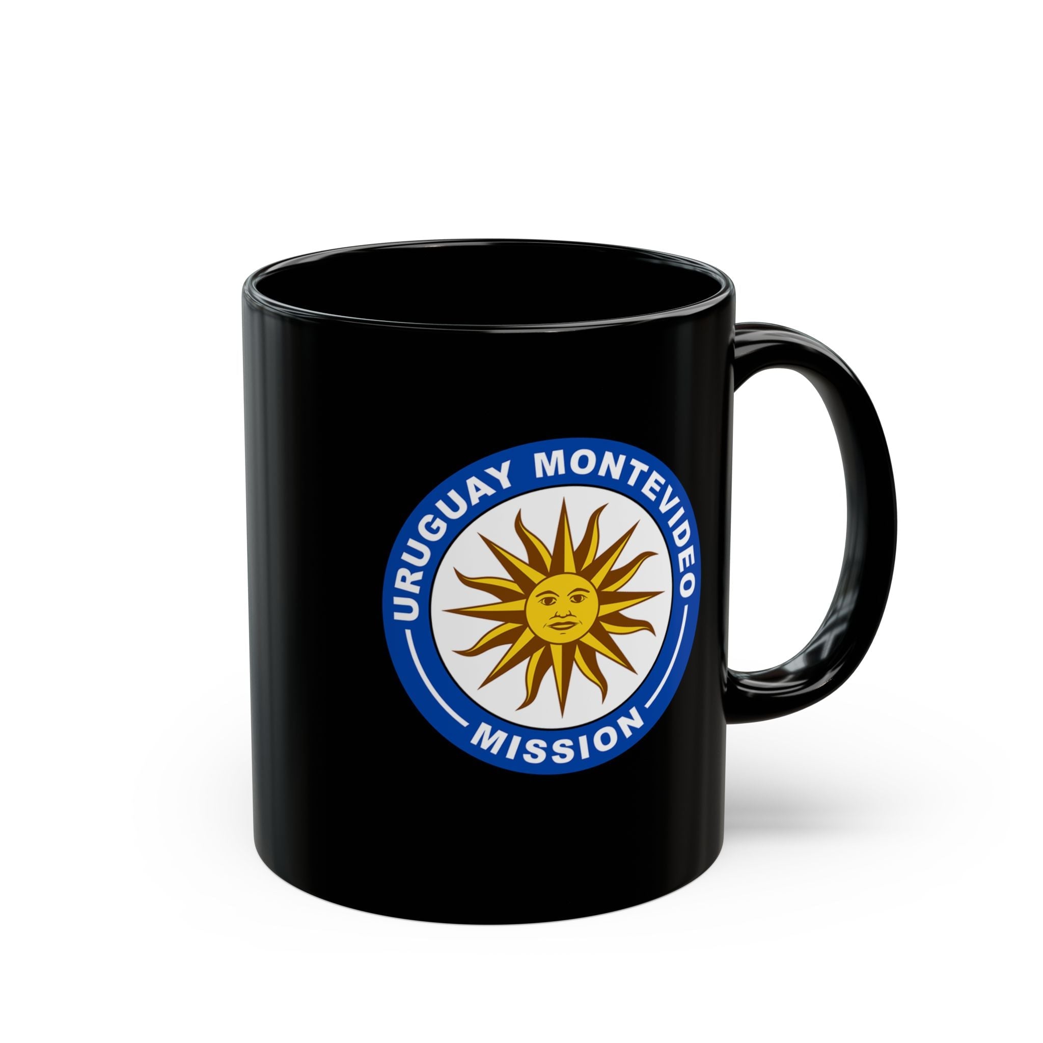 Uruguay Montevideo Mission Circular Flag Black Ceramic Mug - Mission Wishlist - LDS Missionary Gift Store