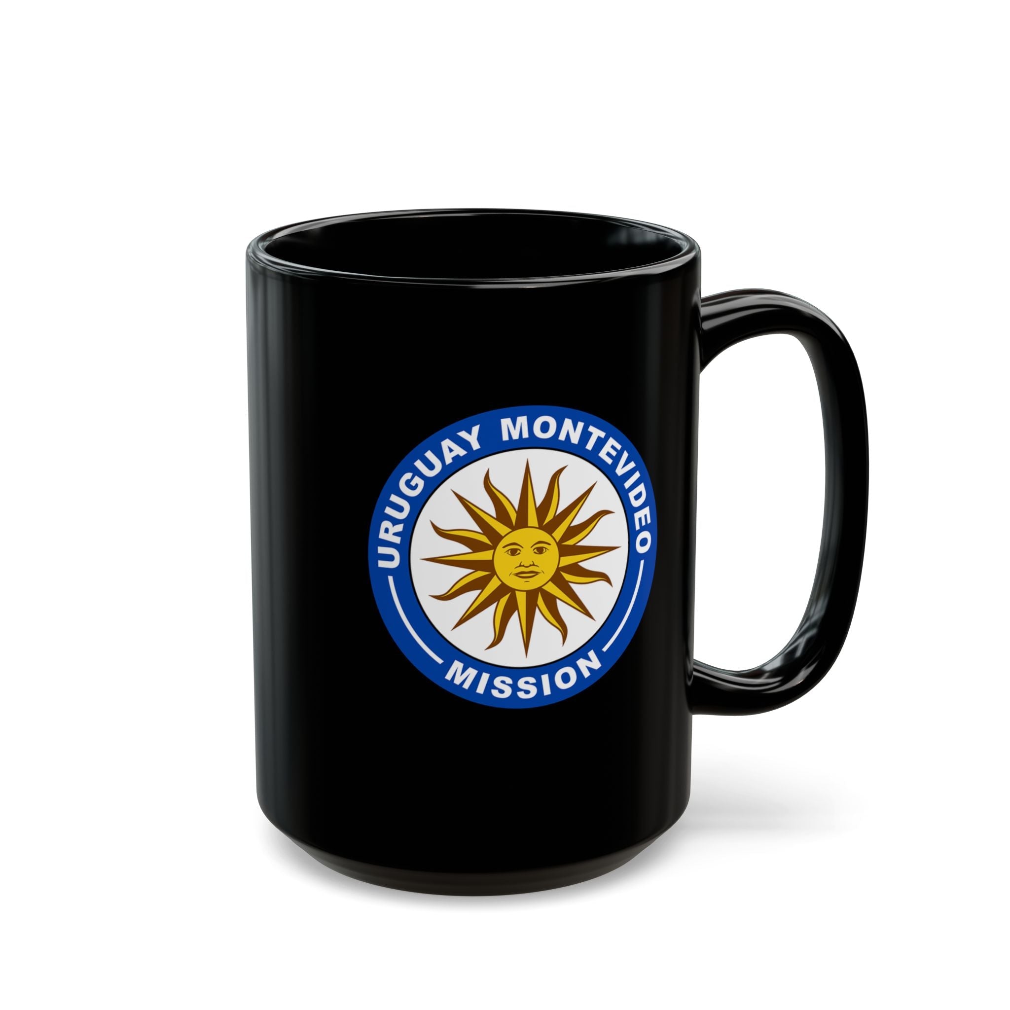 Uruguay Montevideo Mission Circular Flag Black Ceramic Mug - Mission Wishlist - LDS Missionary Gift Store