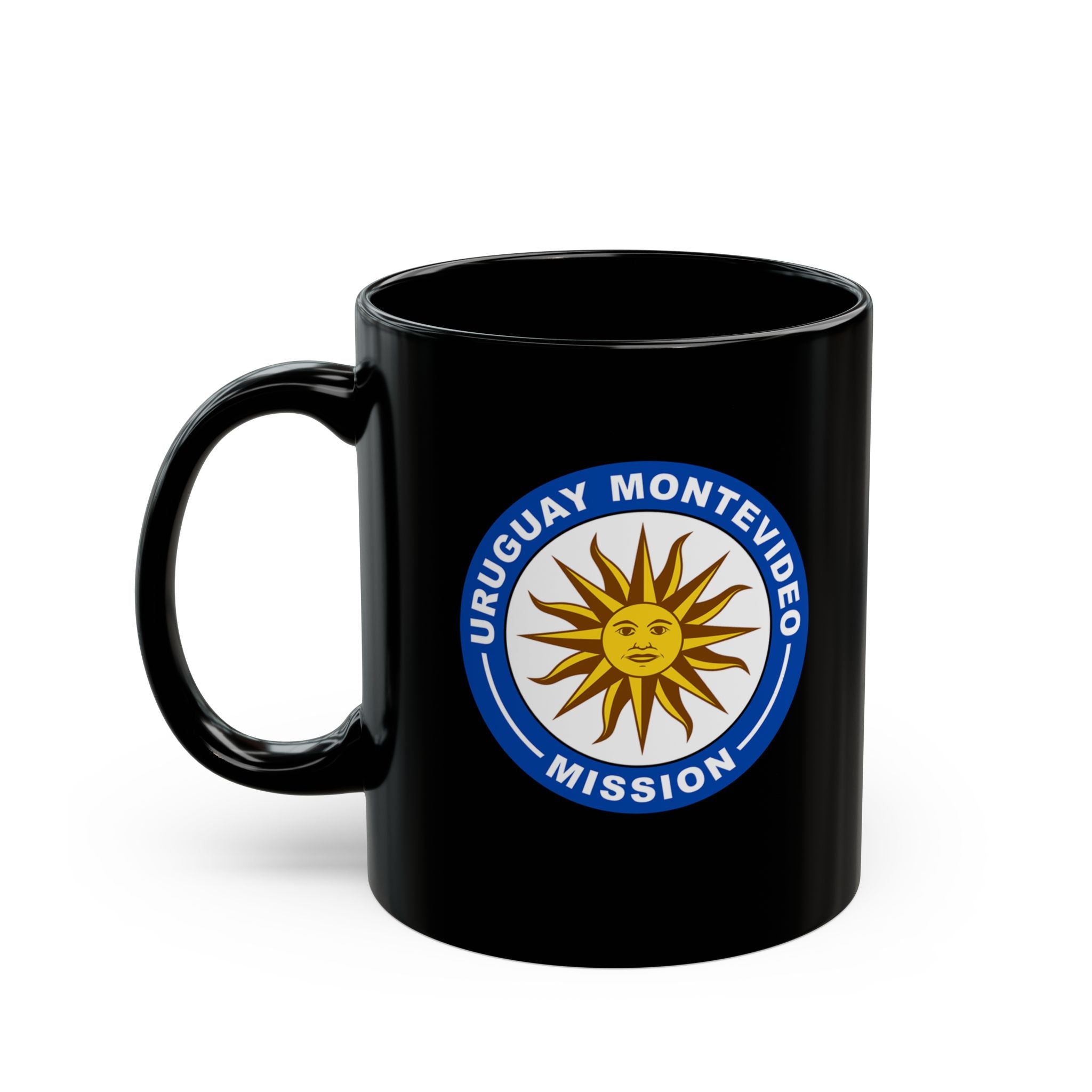 Uruguay Montevideo Mission Circular Flag Black Ceramic Mug - Mission Wishlist - LDS Missionary Gift Store