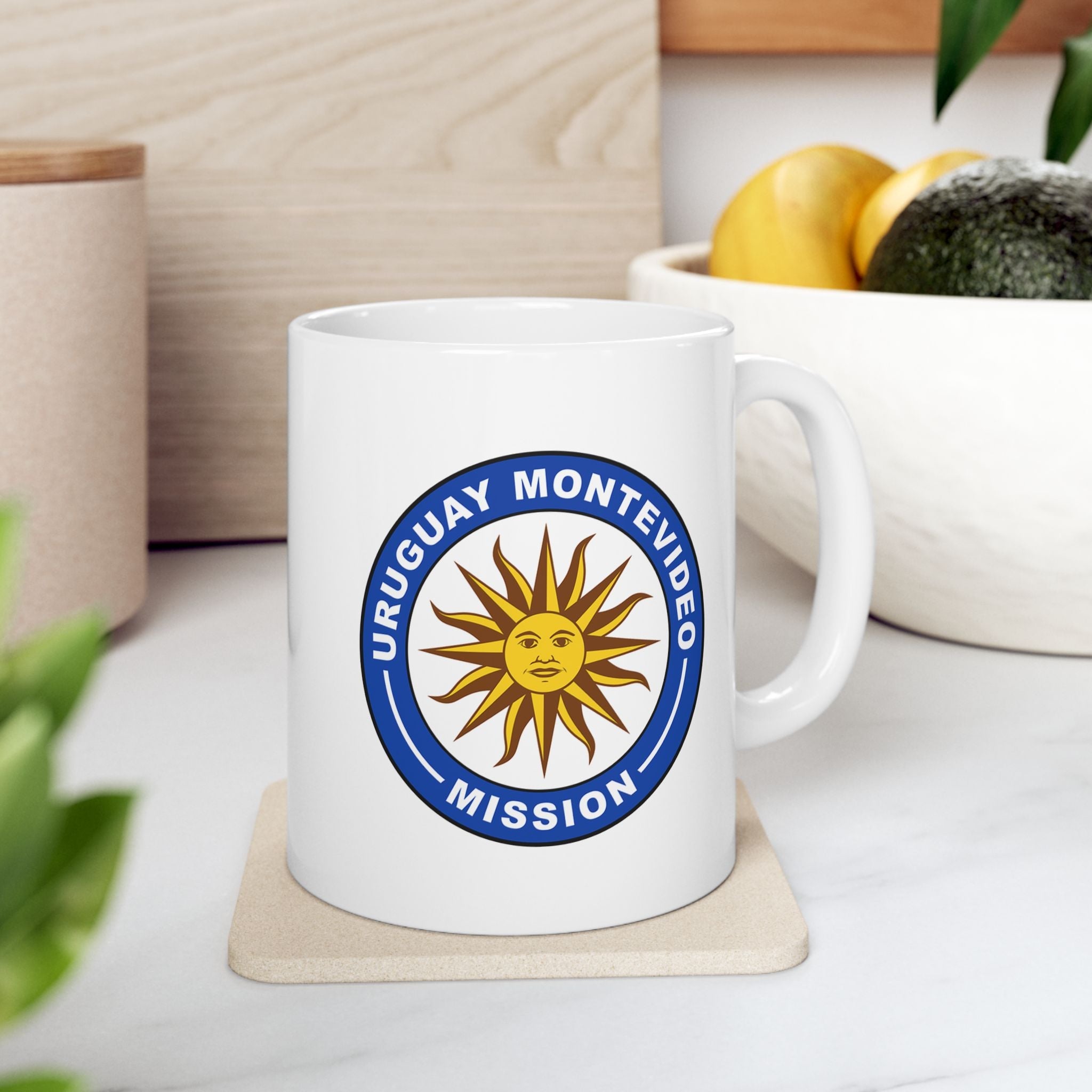 Uruguay Montevideo Mission Circular Flag White Ceramic Mug - Mission Wishlist - LDS Missionary Gift Store