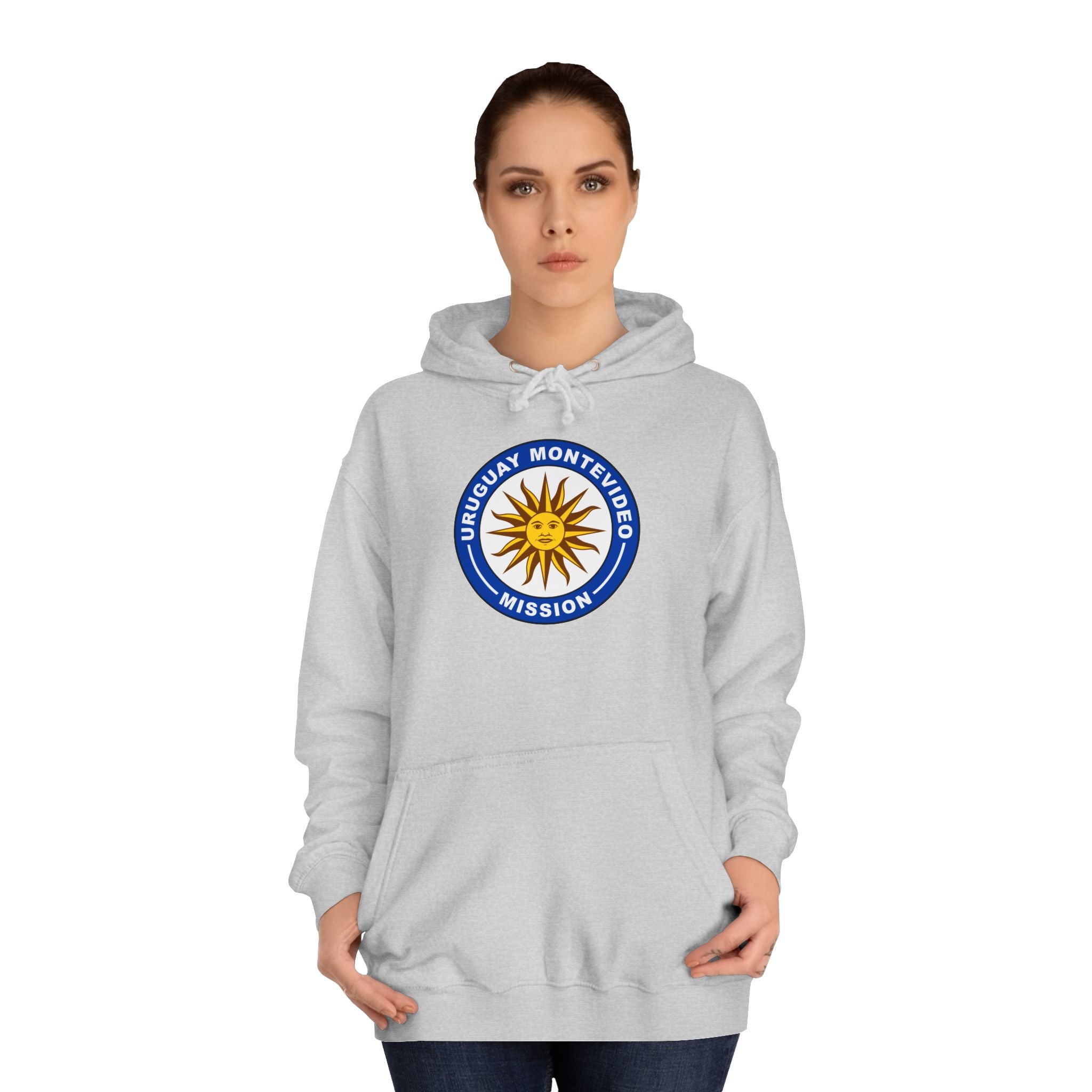 Uruguay Montevideo Mission Flag Logo (White Border) College Hoodie - Mission Wishlist - LDS Missionary Gift Store