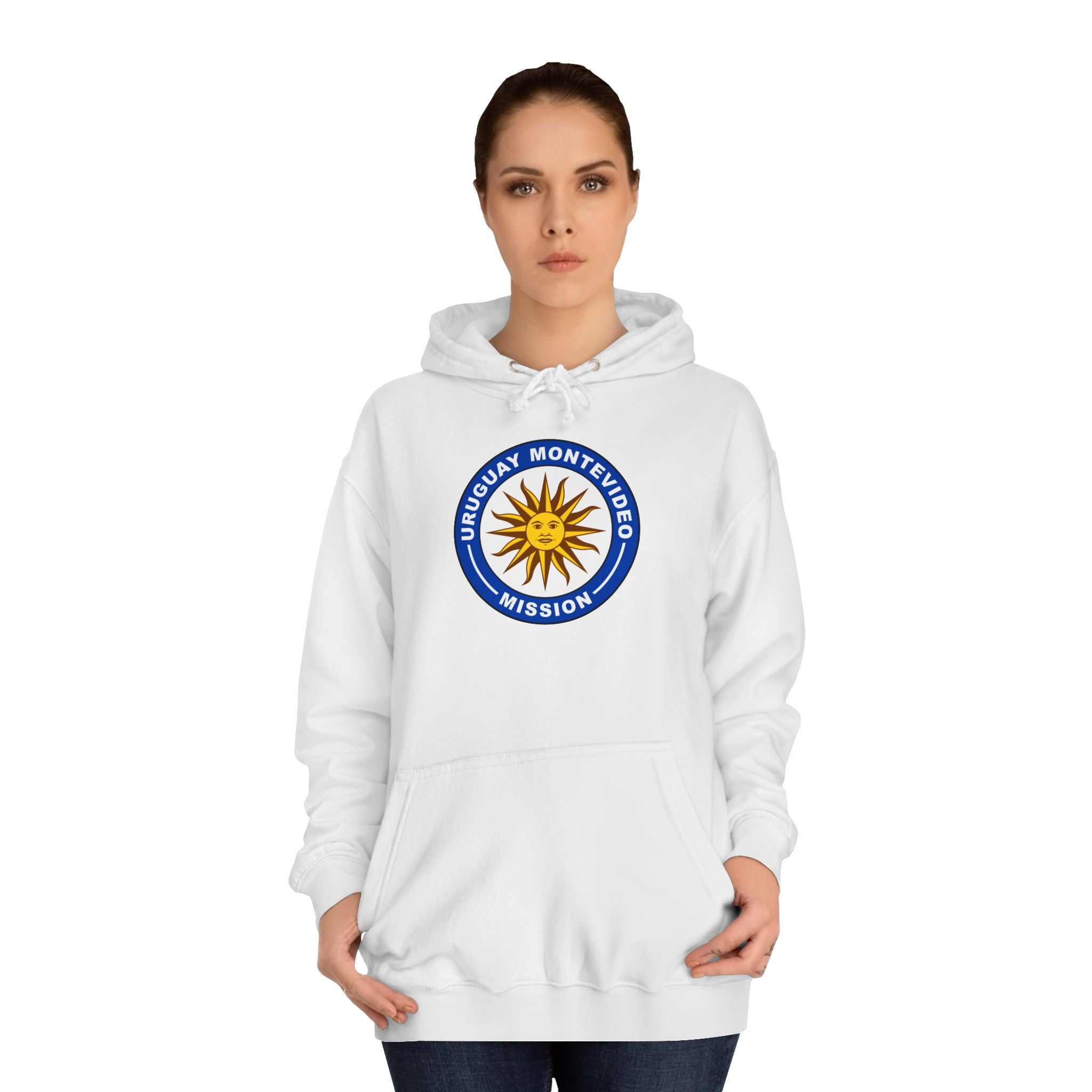 Uruguay Montevideo Mission Flag Logo (White Border) College Hoodie - Mission Wishlist - LDS Missionary Gift Store