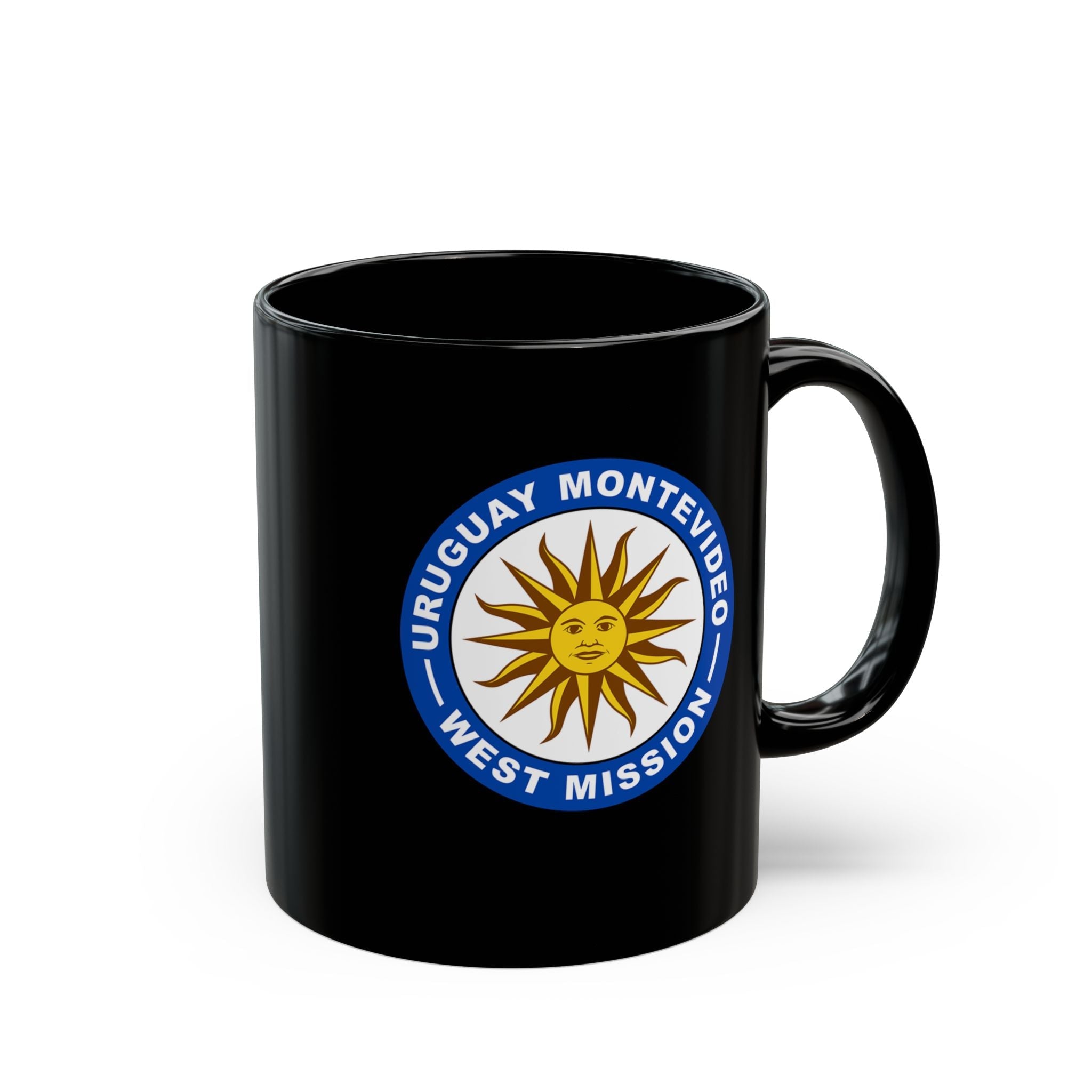 Uruguay Montevideo West Mission Circular Flag Black Ceramic Mug - Latter-Day Saint LDS Missionary Gift - Book of Mormon