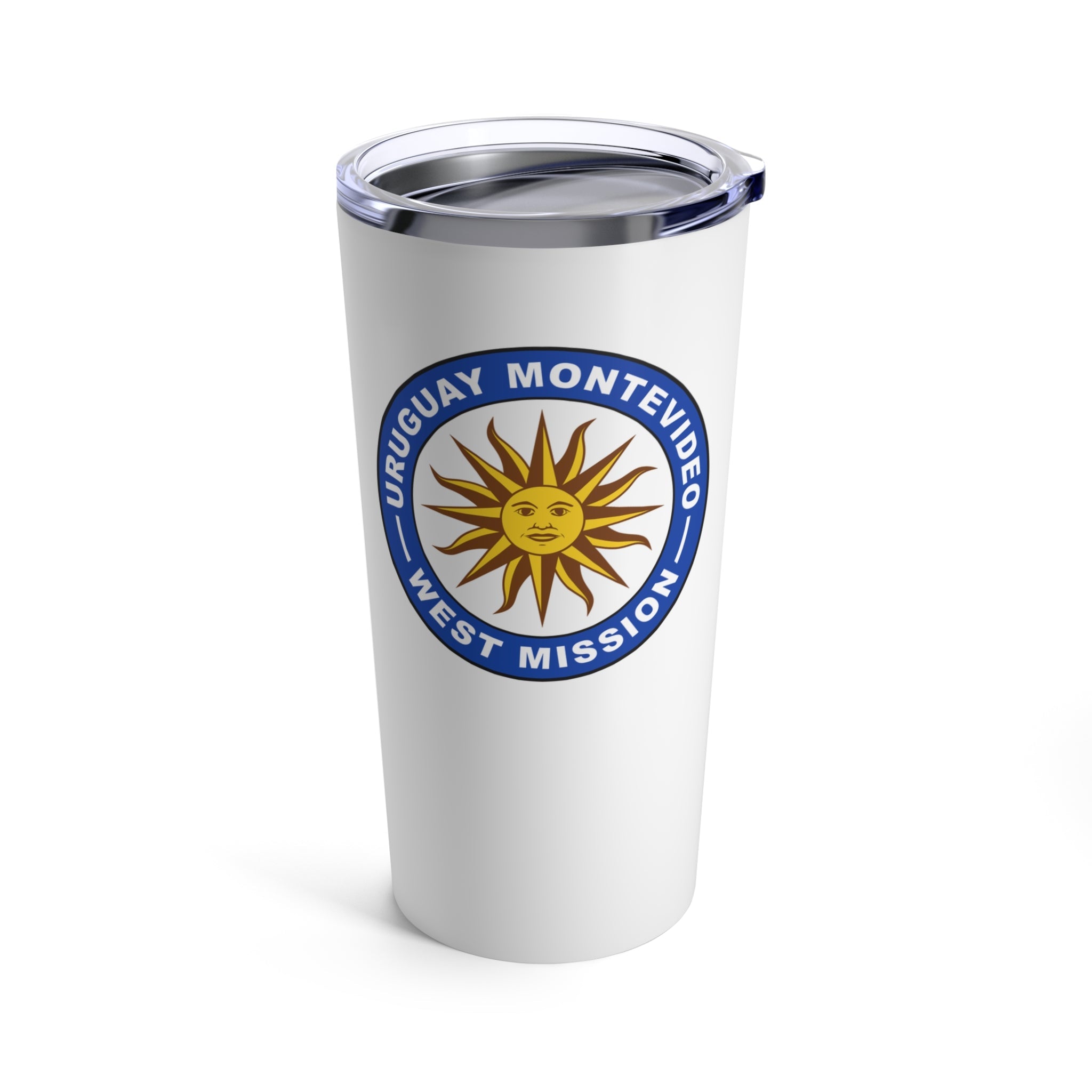 Uruguay Montevideo West Mission Flag Logo Tumbler 20oz White - Mission Wishlist - LDS Missionary Gift Store