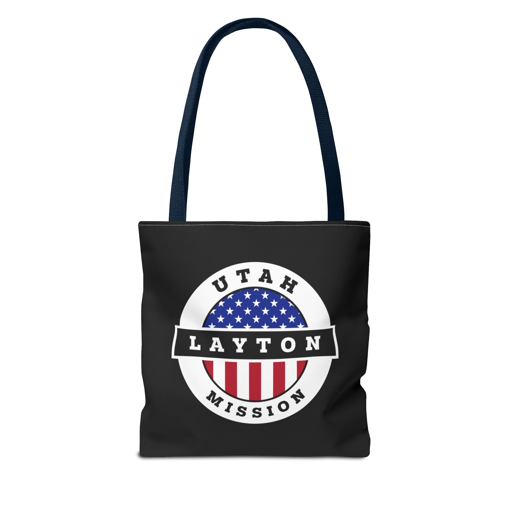 Utah Layton Mission USA Flag Logo Tote Bag Black - Mission Wishlist - LDS Missionary Gift Store