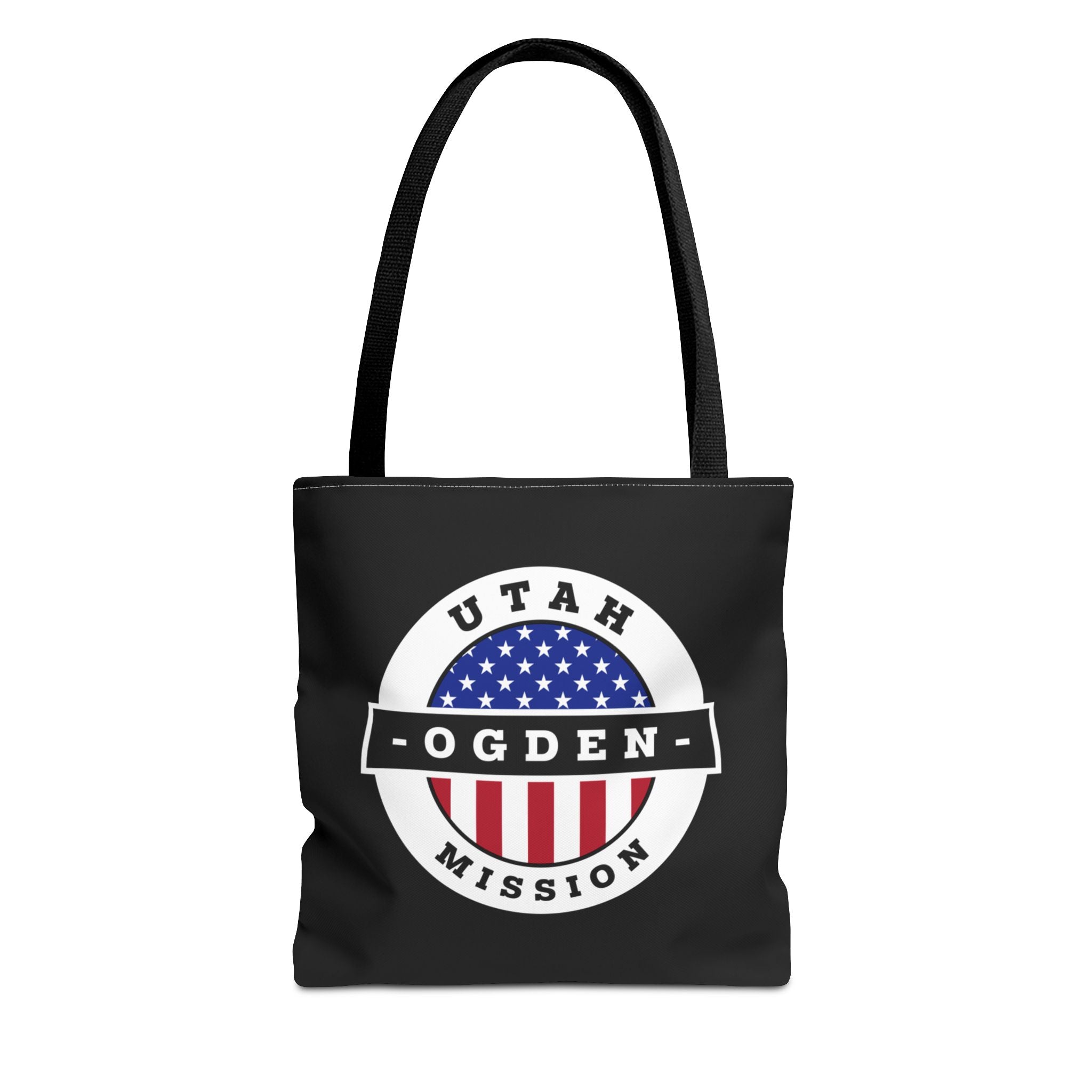 Utah Ogden Mission USA Flag Logo Tote Bag Black - Mission Wishlist - LDS Missionary Gift Store