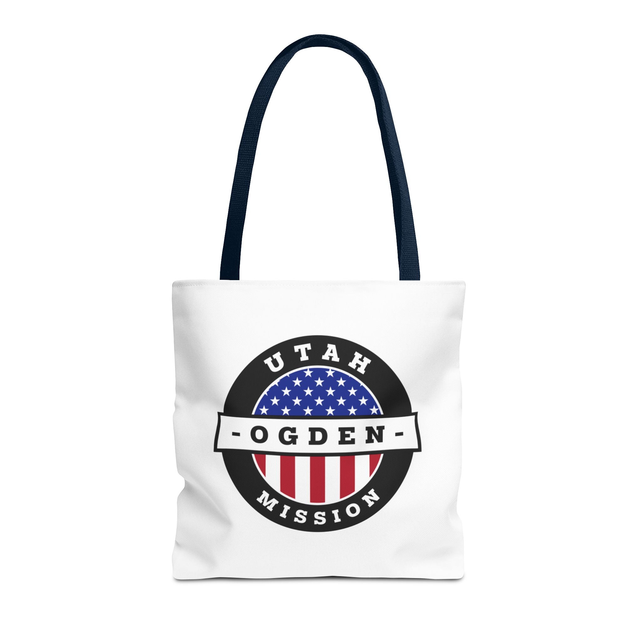 Utah Ogden Mission USA Flag Logo Tote Bag White - Latter-Day Saint LDS Missionary Gift - Book of Mormon